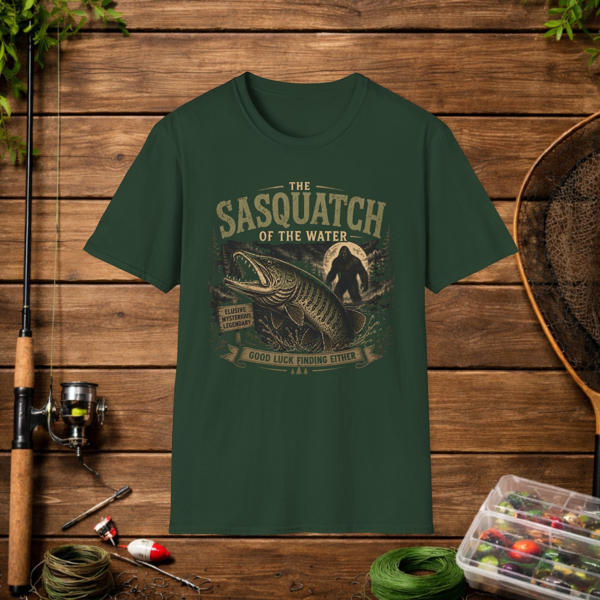 Sasquatch of the Water T-Shirt — Fishing Monster Graphic Tee