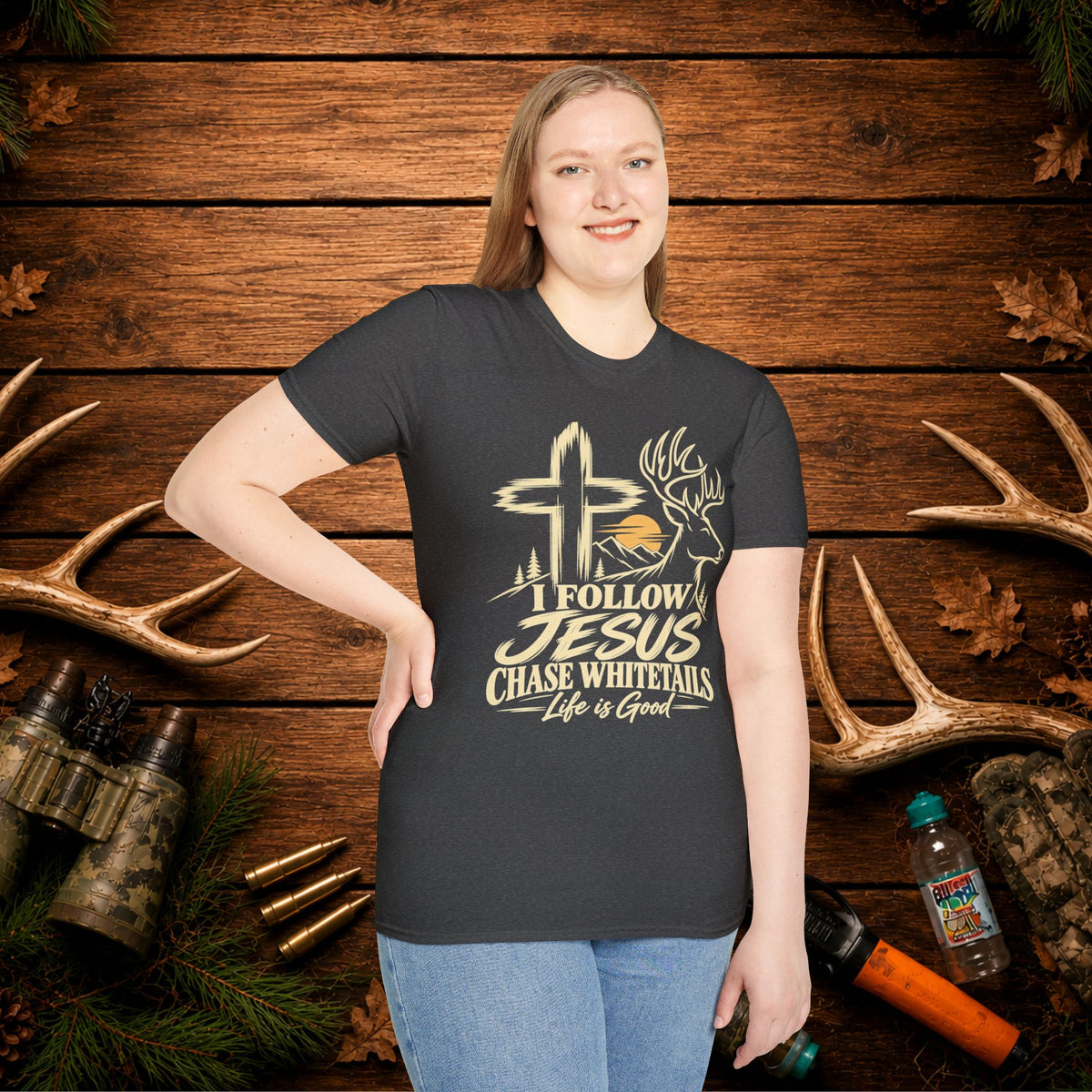 I Follow Jesus Chase Whitetails T-Shirt | Christian Hunting Shirt