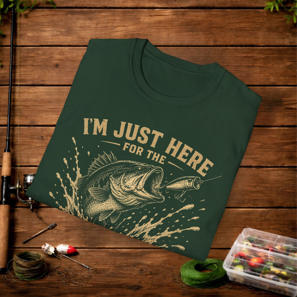 Fishing T-Shirt — "I'm Just Here for the Topwater Blowups" Graphic Tee