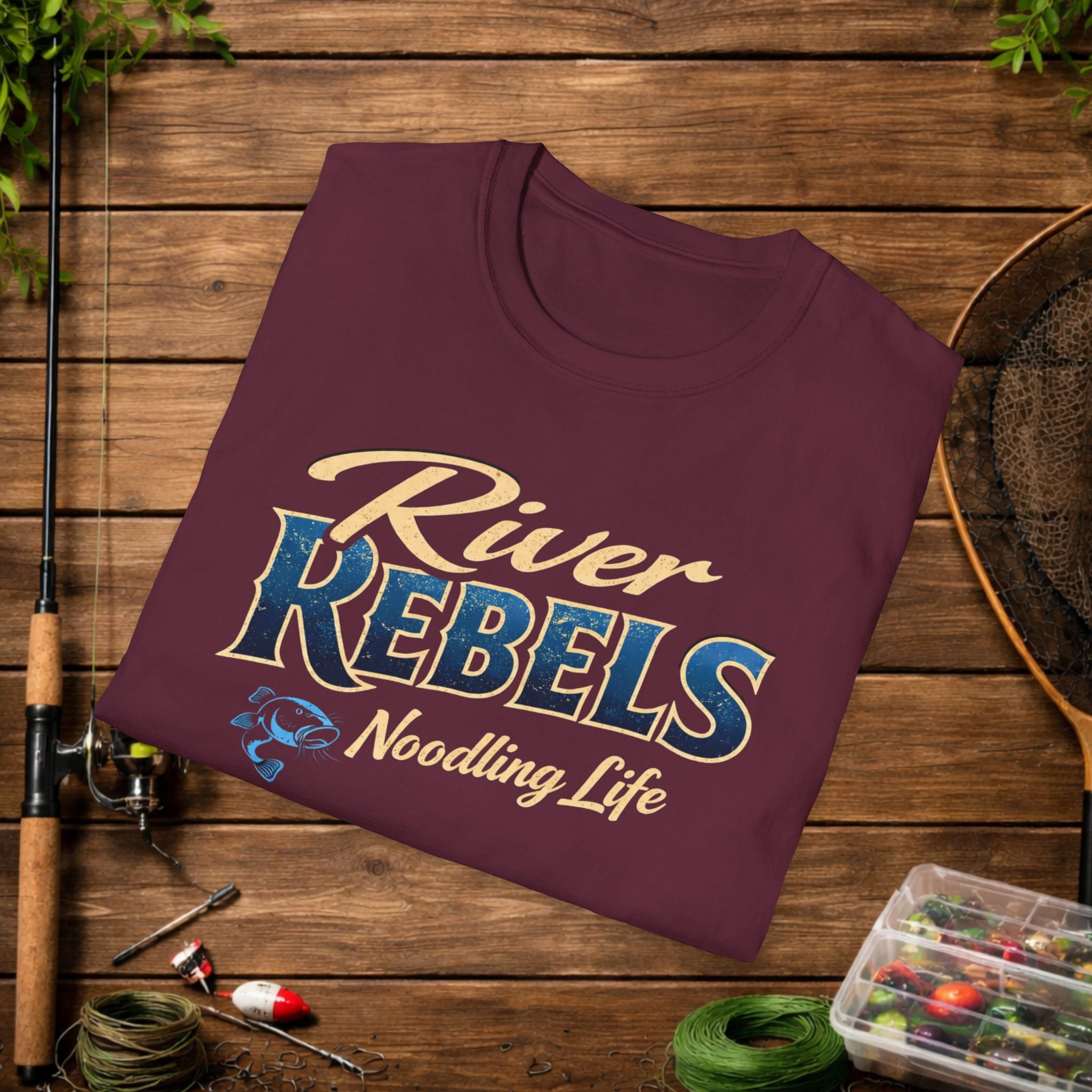 River Rebels Noodling Life Shirt – Catfish Noodling Tee – River Life Fishing Shirt – Southern Outdoor Apparel