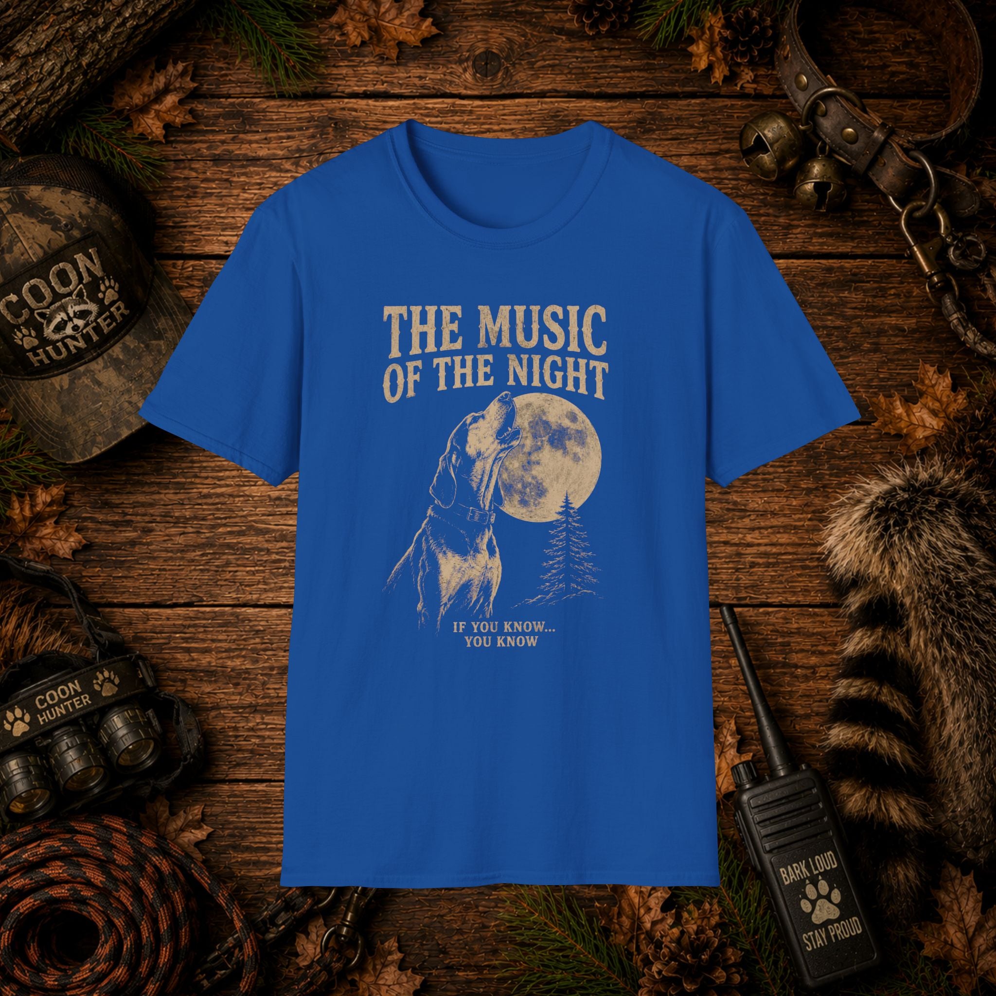 The Music of the Night T-Shirt | Vintage Coon Hound Moon Graphic Tee | Wild Wonderful Wear