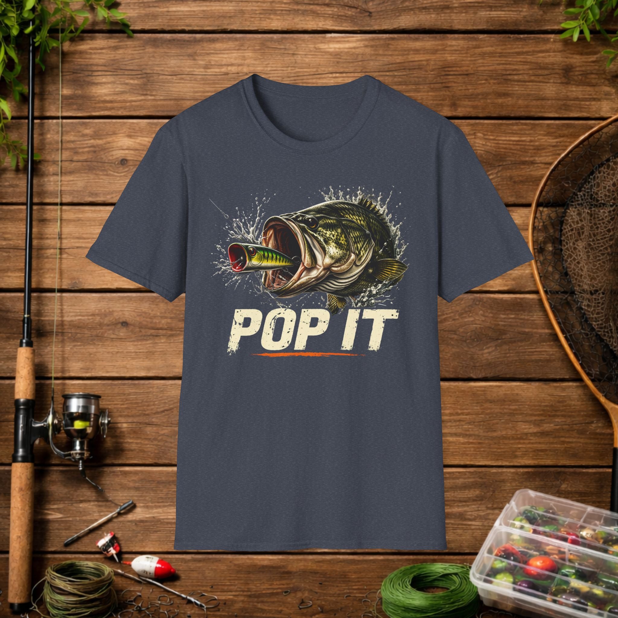 Pop It Bass Fishing Shirt – Topwater Popper Fishing Tee – Bass Strike Fishing Shirt – Topwater Angler Shirt