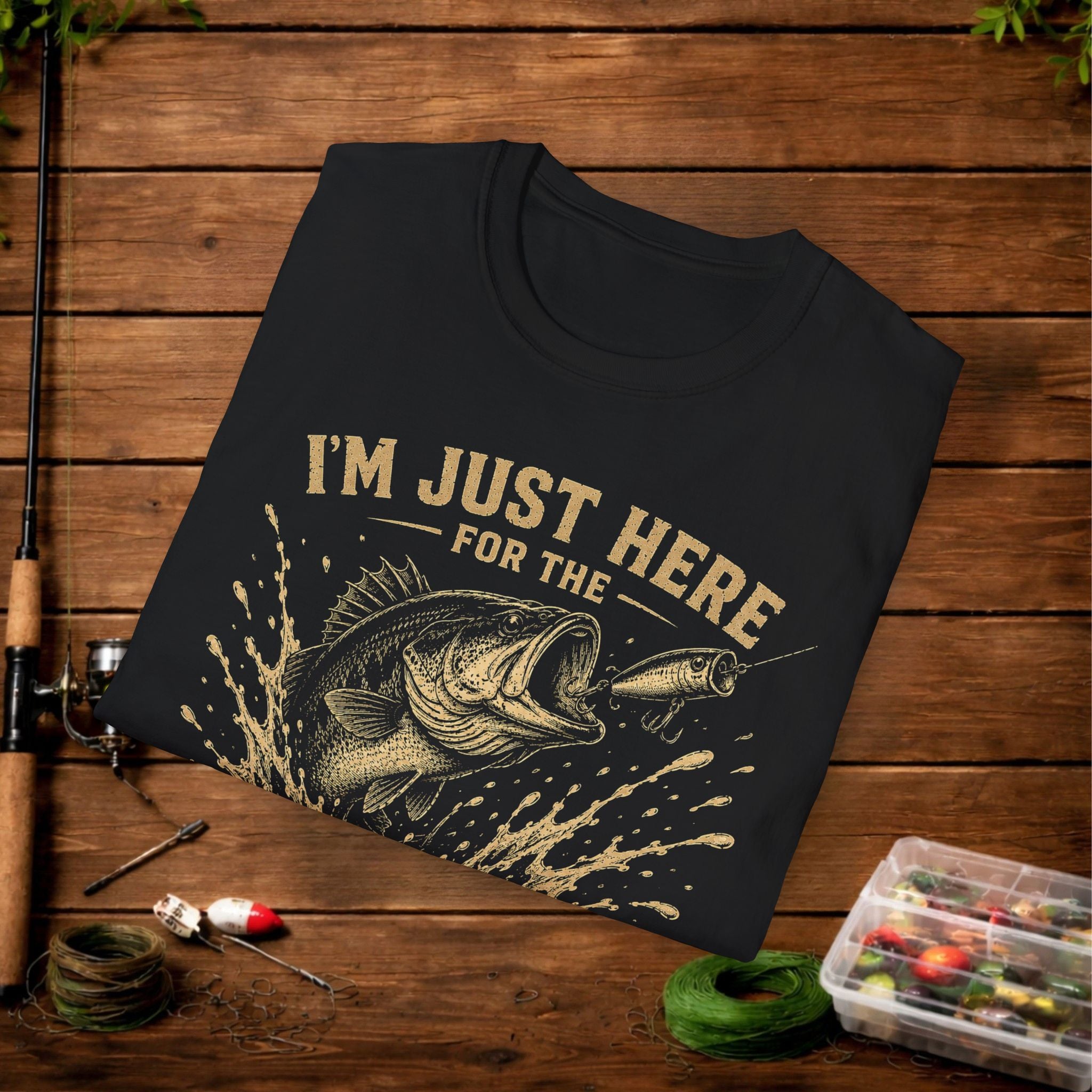 Fishing T-Shirt — "I'm Just Here for the Topwater Blowups" Graphic Tee