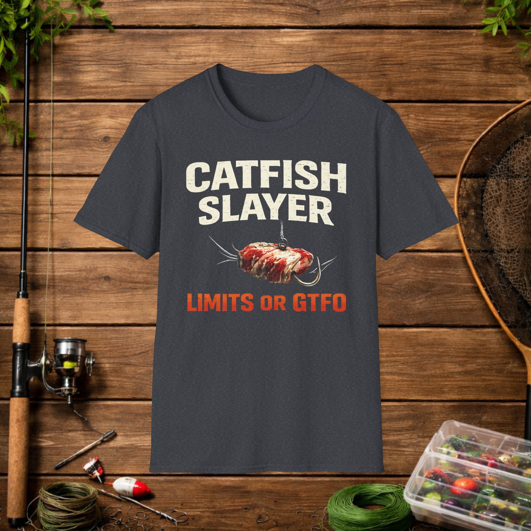 Catfish Slayer Shirt – Limits or GTFO Fishing Tee – Catfishing Angler Shirt – Funny Catfish Fishing Shirt
