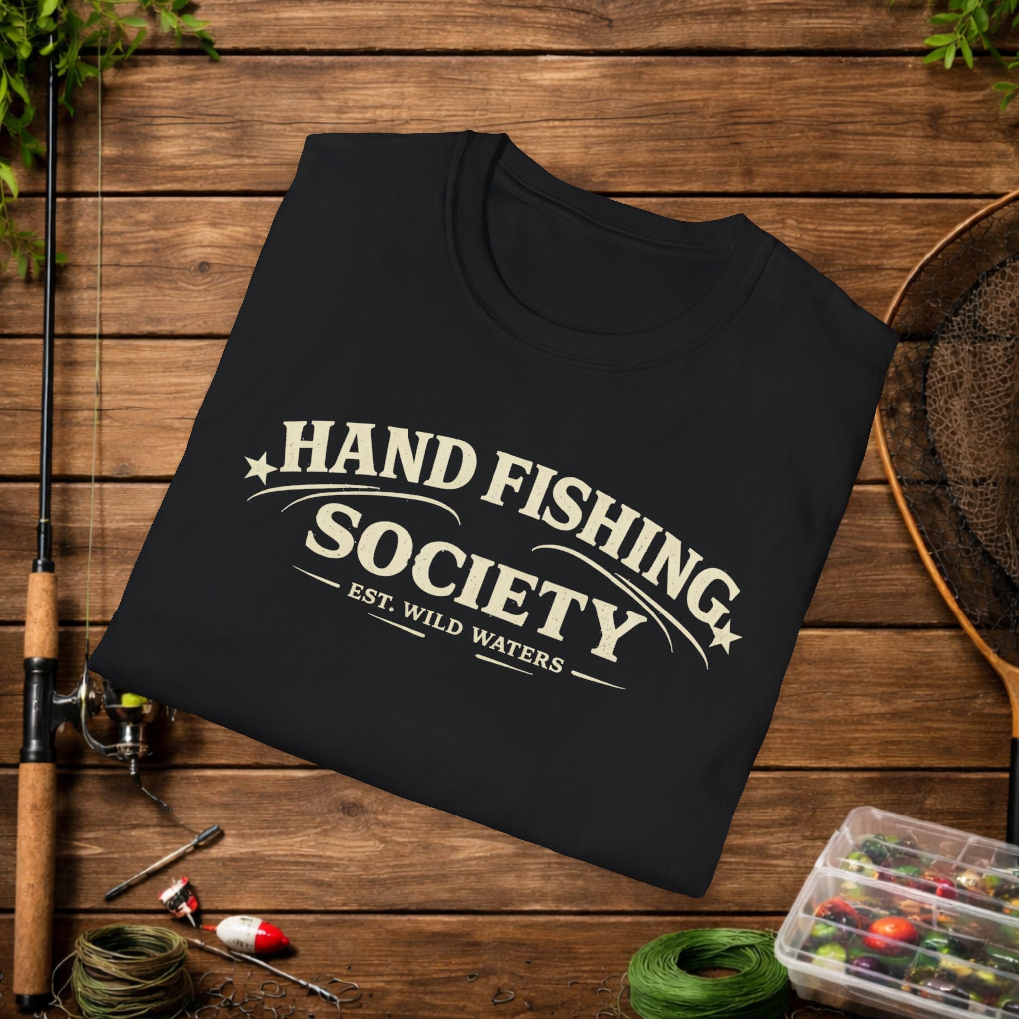 Hand Fishing Society Shirt – Catfish Noodling Tee – Wild Waters Fishing Shirt – River Life Outdoor Apparel