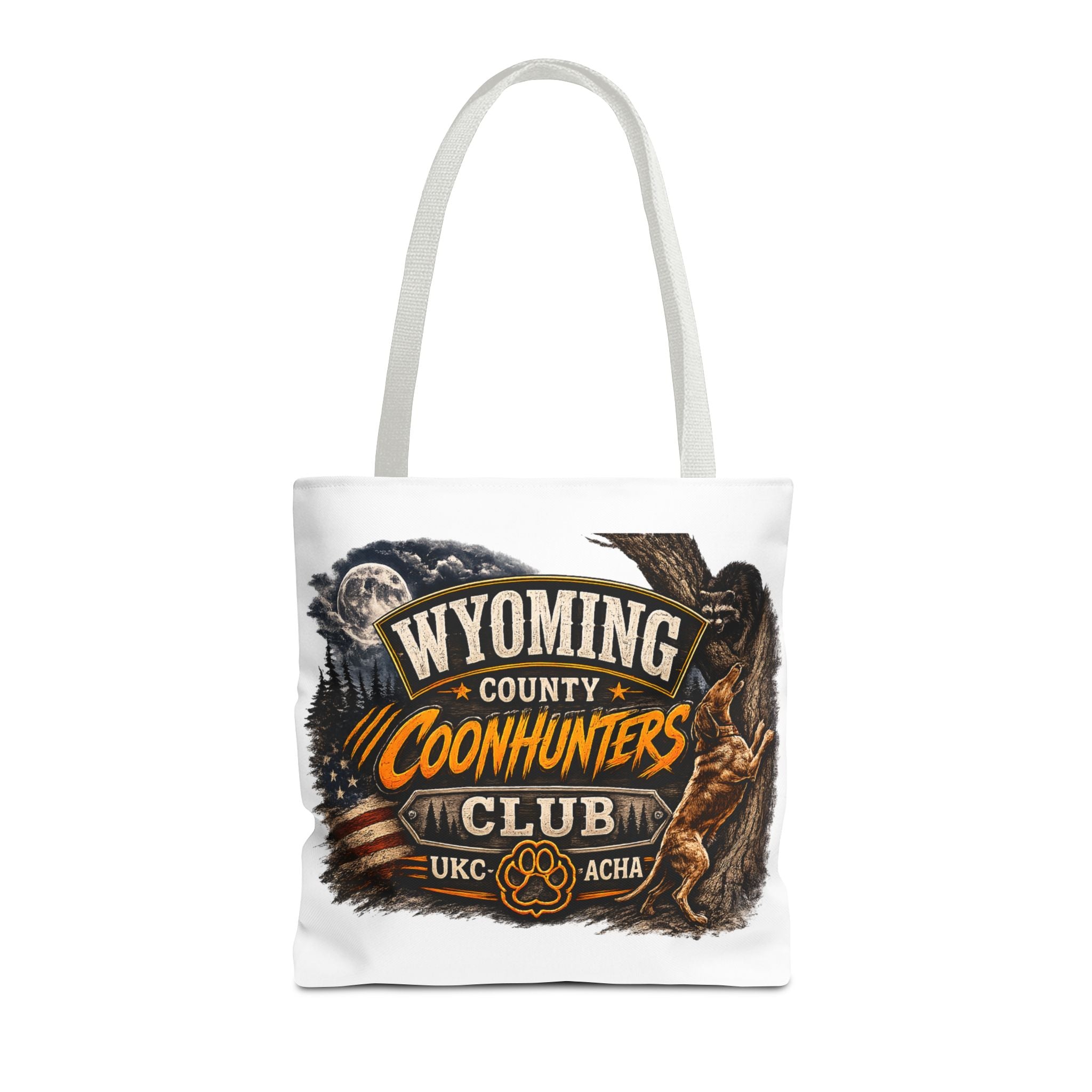 Coonhunters Club Wyoming Tote Bag — Vintage Hunting Patch Design