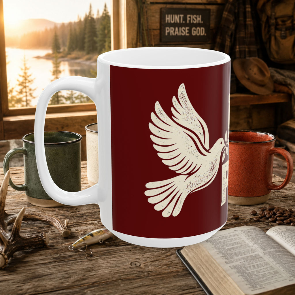 Peace Is My Power Ceramic Mug — Inspirational Dove Coffee Cup (11oz, 15oz)