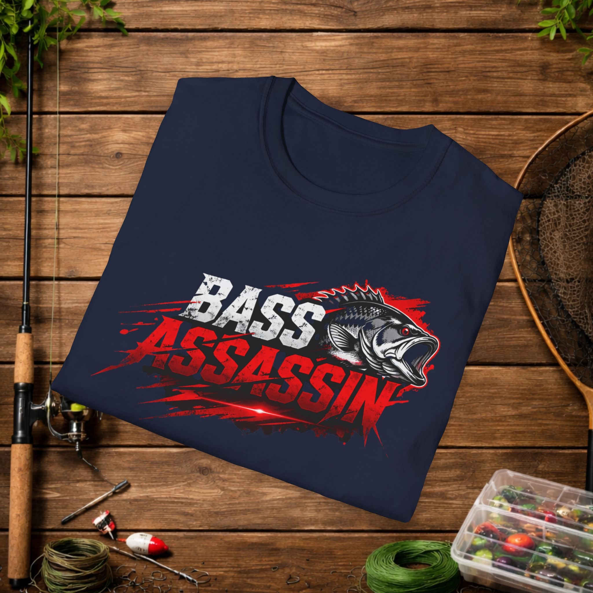 Bass Assassin Fishing Shirt – Funny Bass Fisherman Tee – Largemouth & Smallmouth Bass Fishing Apparel – Angler Gift