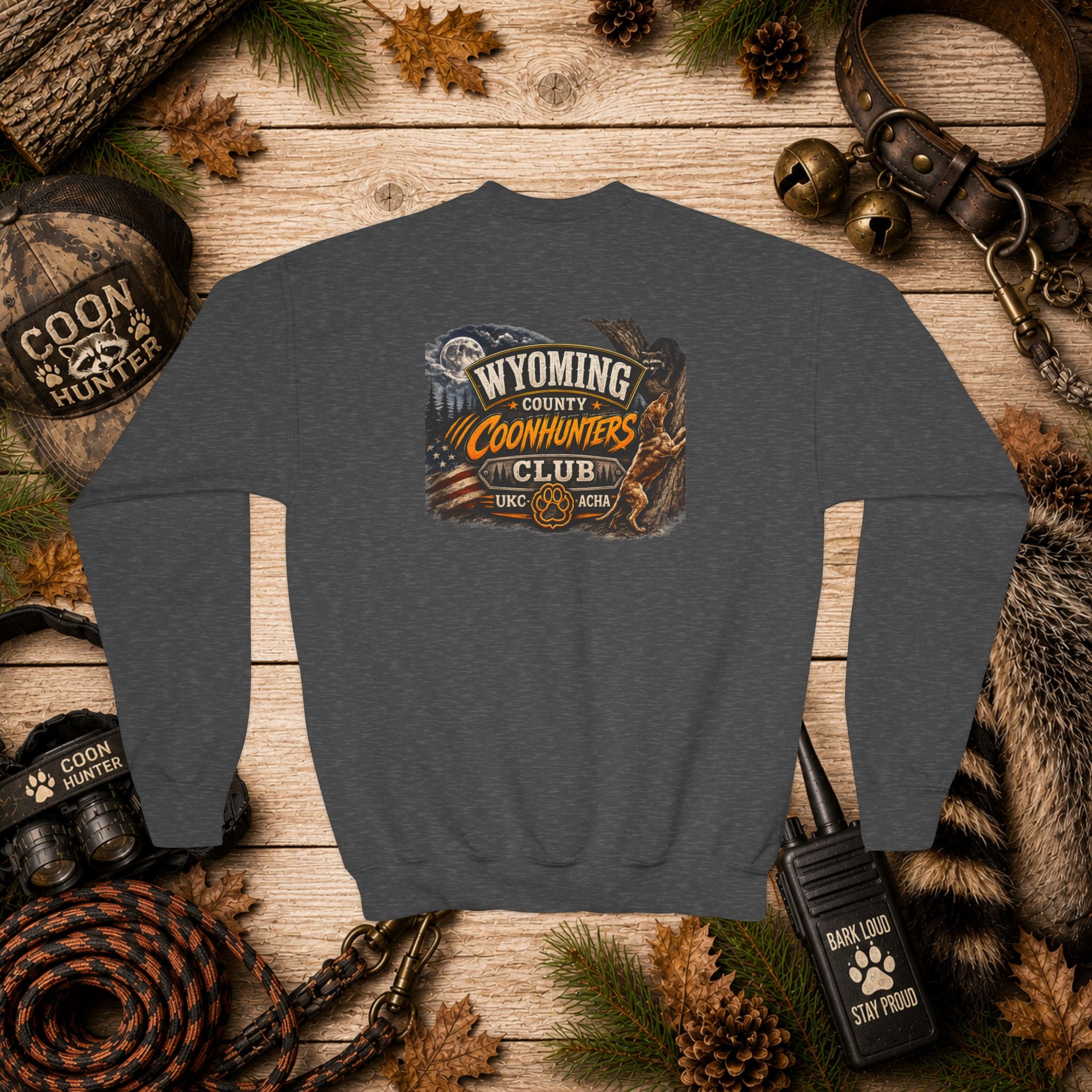 Youth Crewneck Sweatshirt — Wyoming County Coonhunters Club Graphic Pullover