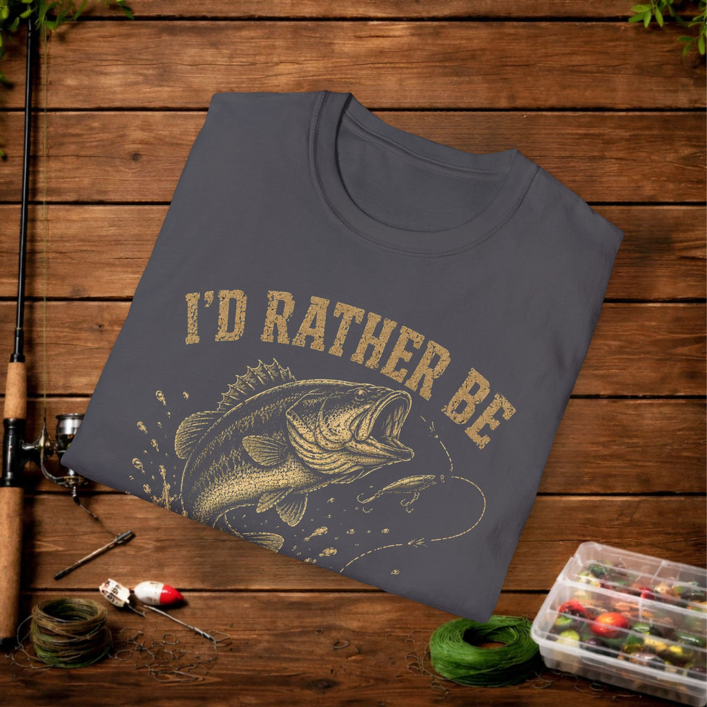 Fishing T-Shirt — "I'd Rather Be Missing Fish" Vintage Bass Graphic Tee