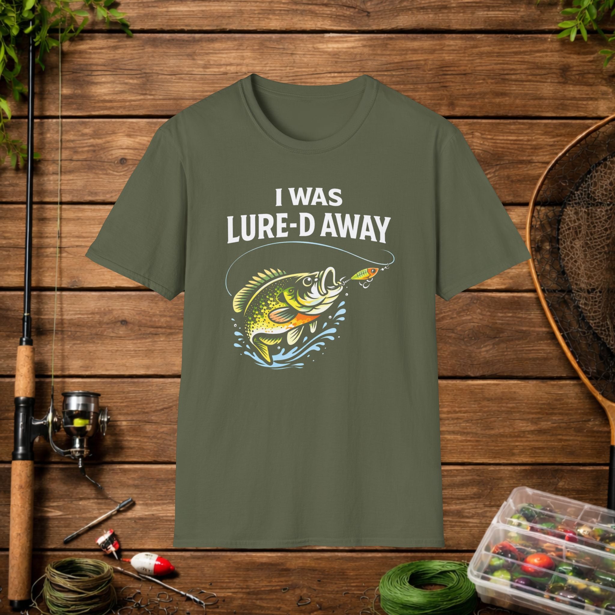 Funny Fishing Shirt – I Was Lure-D Away Bass Fishing Tee