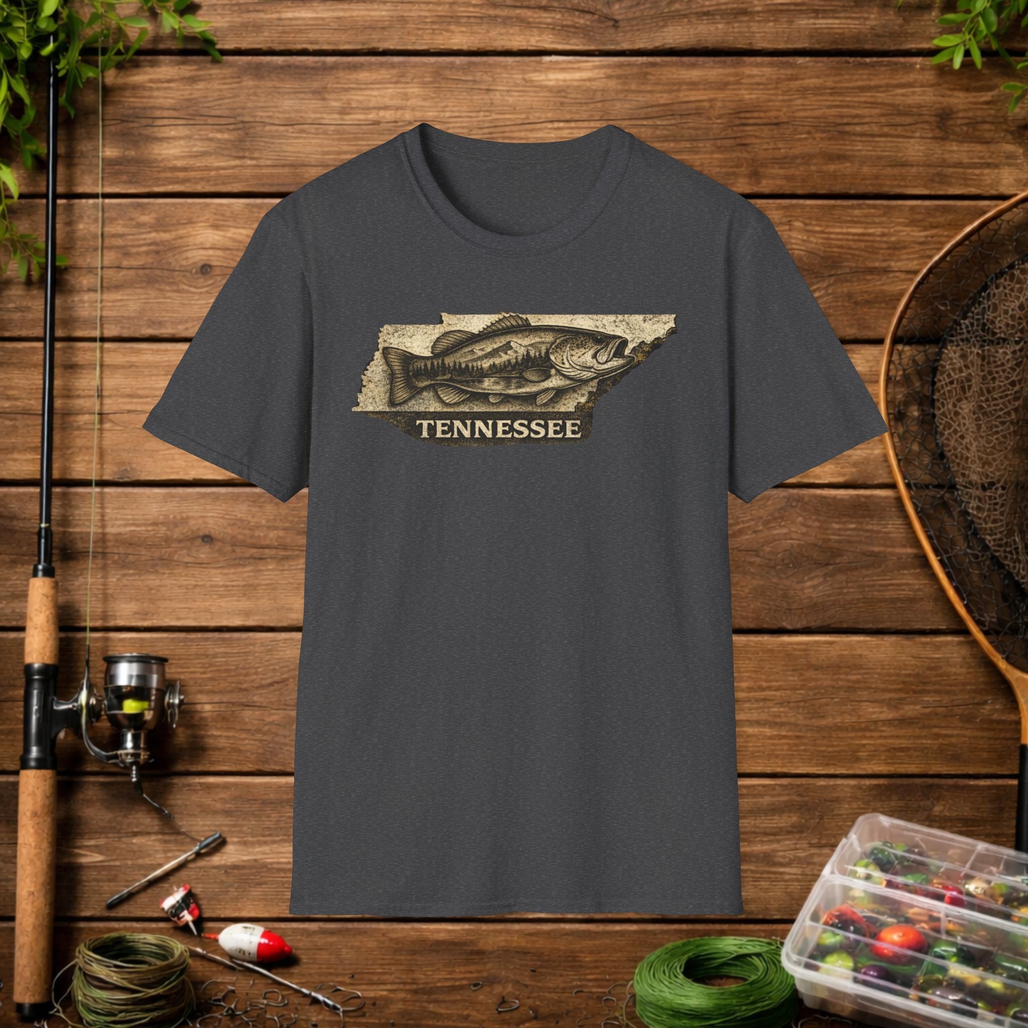 Tennessee Bass Fishing Shirt – Vintage Tennessee Angler Tee – Largemouth Bass State Pride Fishing Apparel – Fisherman Gift