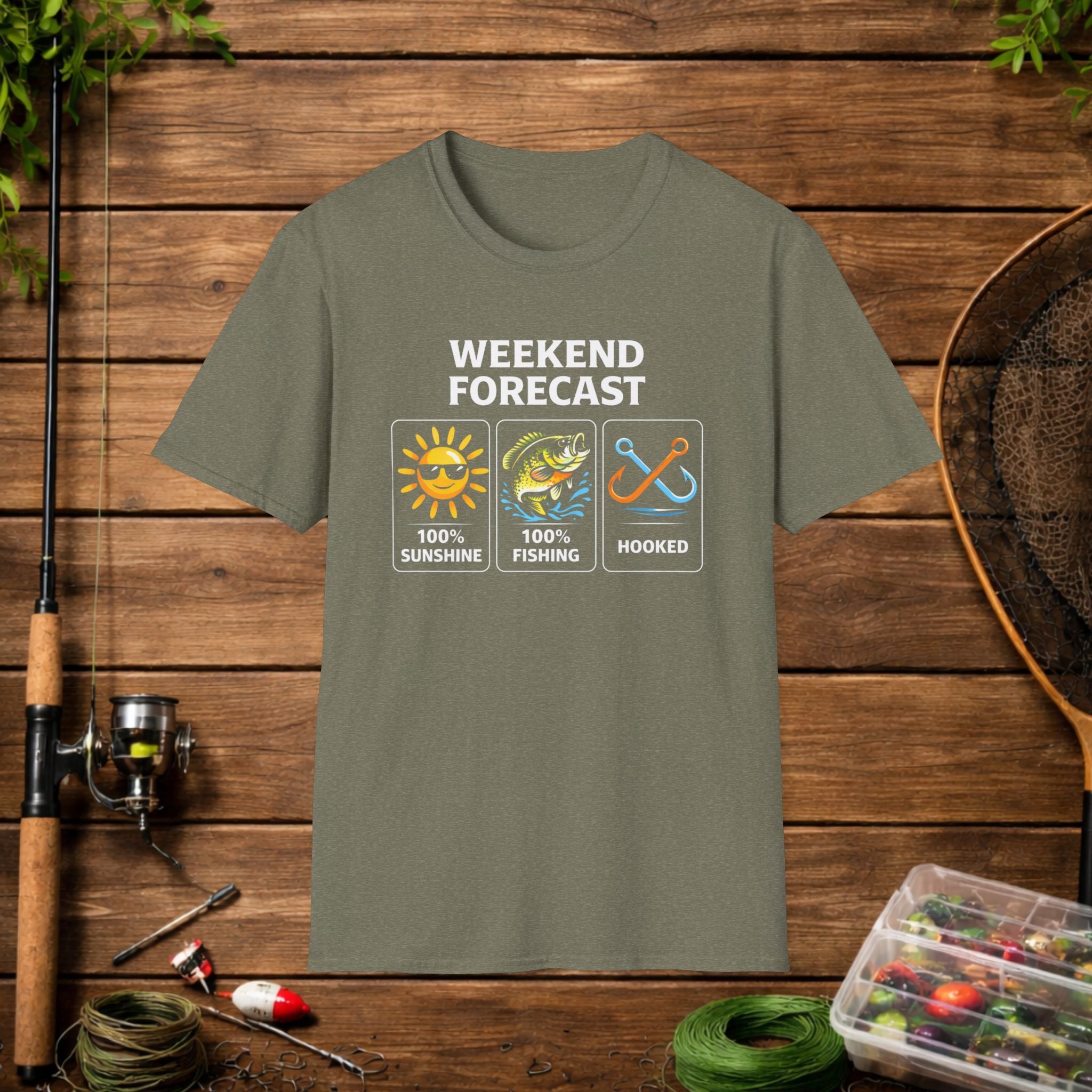 Weekend Forecast Fishing Shirt – Funny Fishing Weather Graphic Tee