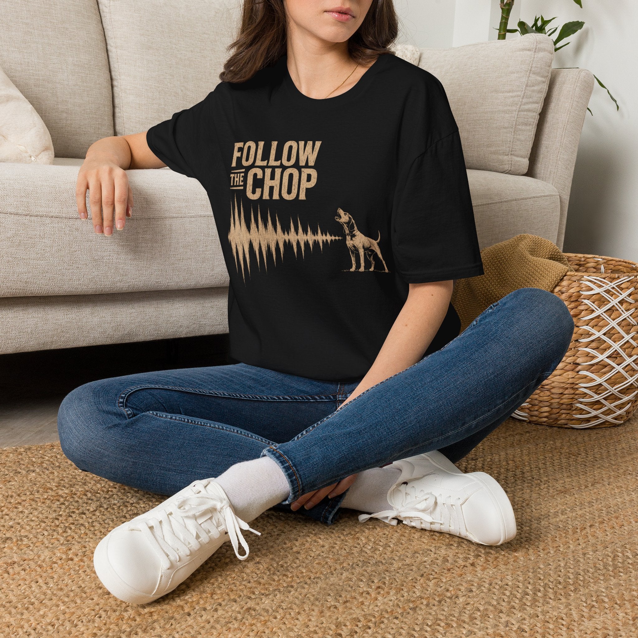 Follow The Chop Coon Hunting T-Shirt | Houndsman Dog Waveform Graphic Tee | Wild Wonderful Wear