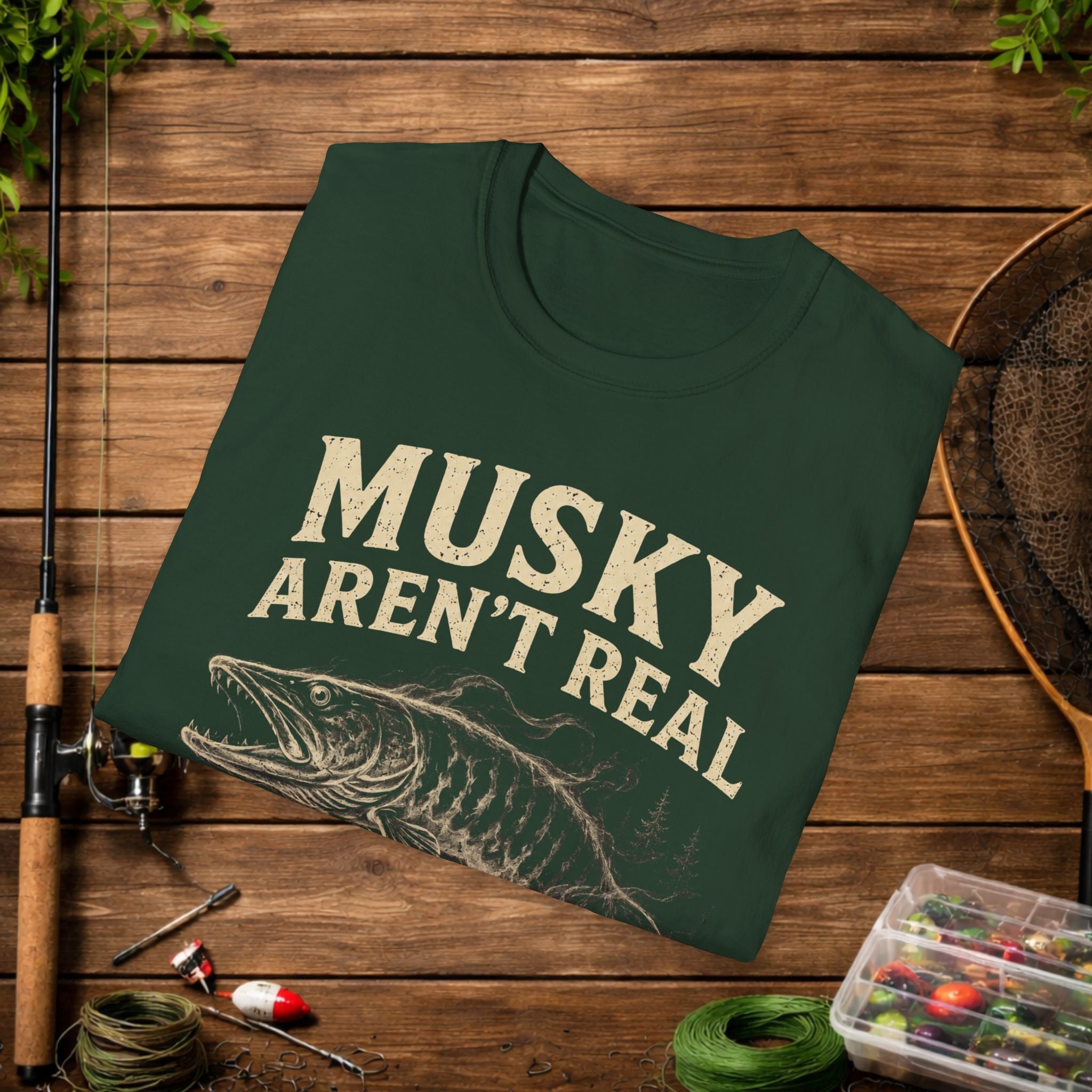 Musky Aren't Real T‑Shirt – Funny Muskie Fishing Shirt, 'Prove Me Wrong' Angler Tee