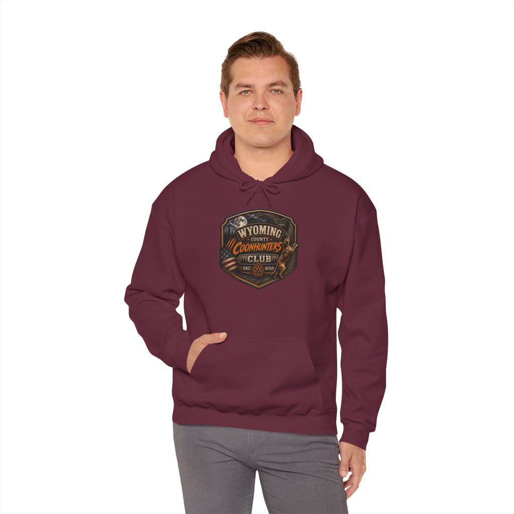 Wyoming Coonhunters Club Hoodie – Dual print badge front/banner back