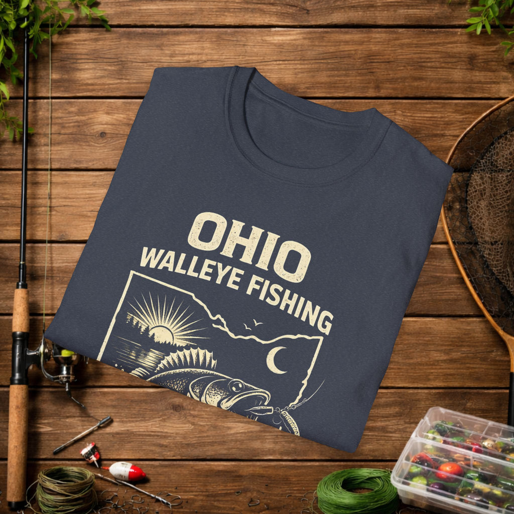 Ohio Walleye Fishing Shirt – Vintage Ohio Angler Tee – Lake Erie Walleye Fishing Apparel – Fisherman Gift