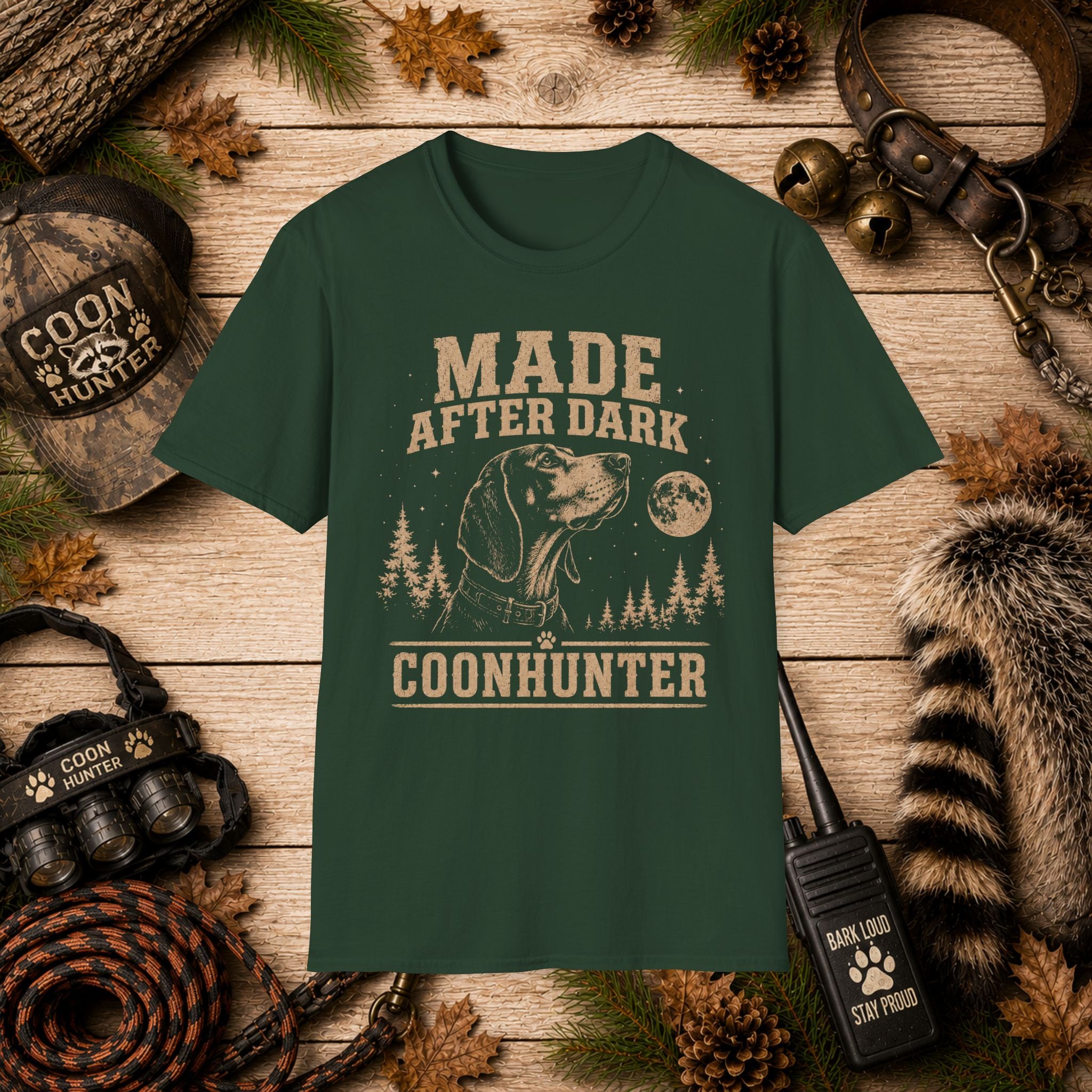 Made After Dark Coonhunter T-Shirt | Vintage Night Hunting Coonhound Tee | Wild Wonderful Wear