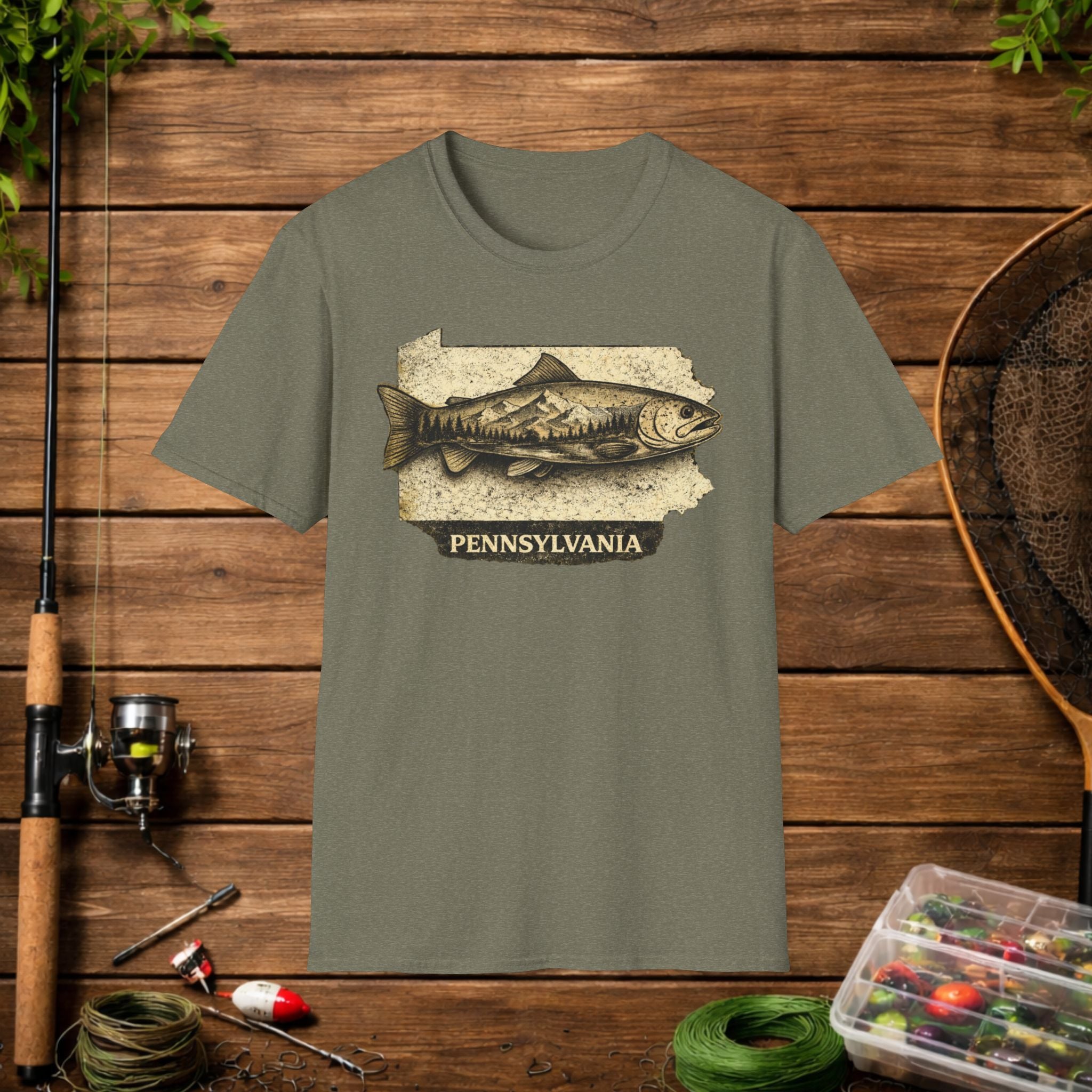 Pennsylvania Trout Fishing Shirt – Vintage PA Trout Angler Tee – Fly Fishing Apparel – Keystone State Fisherman Gift