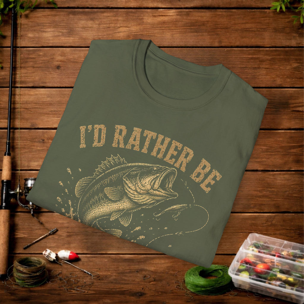 Fishing T-Shirt — "I'd Rather Be Missing Fish" Vintage Bass Graphic Tee