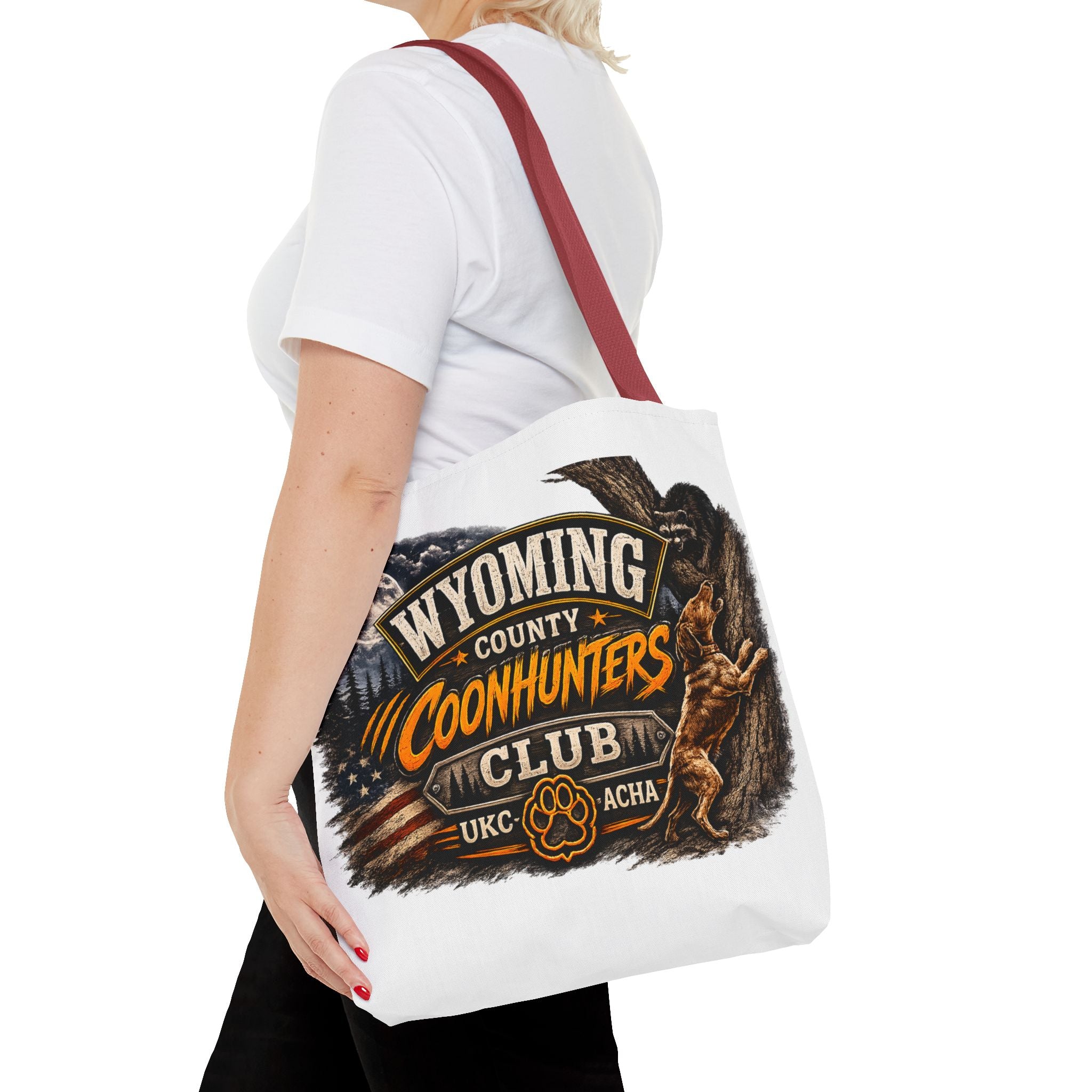 Coonhunters Club Wyoming Tote Bag — Vintage Hunting Patch Design