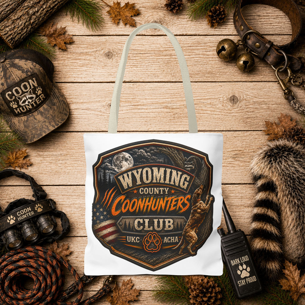 Coonhunters Club Wyoming Tote Bag — Vintage Hunting Patch Design