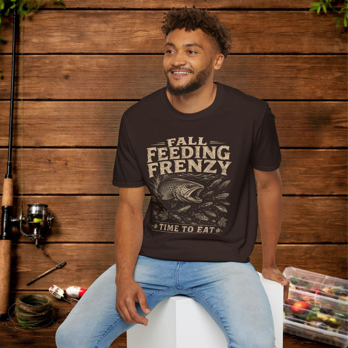 Fall Feeding Frenzy Fishing T‑Shirt — Time to Eat Angler Tee