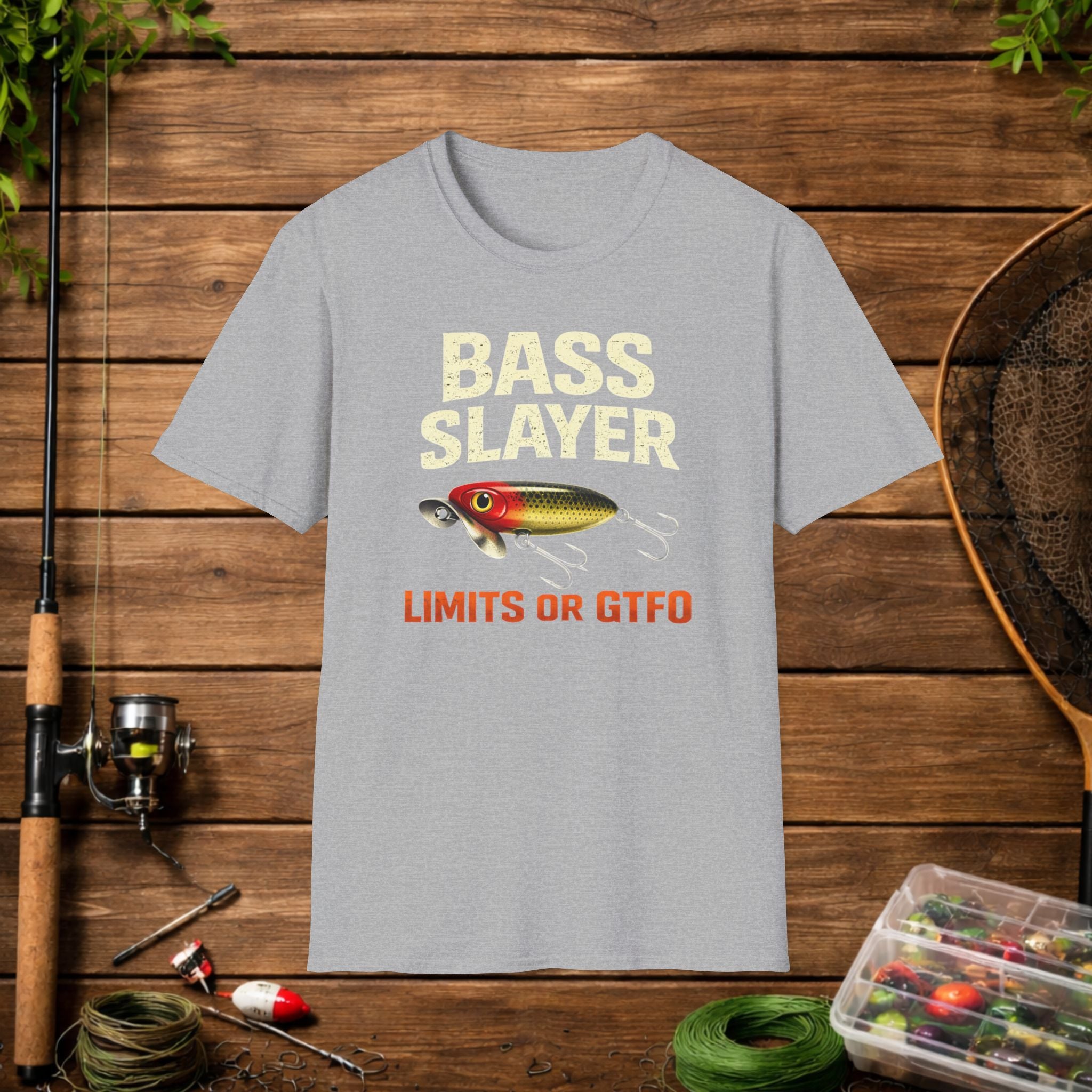 Bass Slayer Shirt – Limits or GTFO Fishing Tee – Topwater Bass Fishing Shirt – Jitterbug Lure Angler Shirt