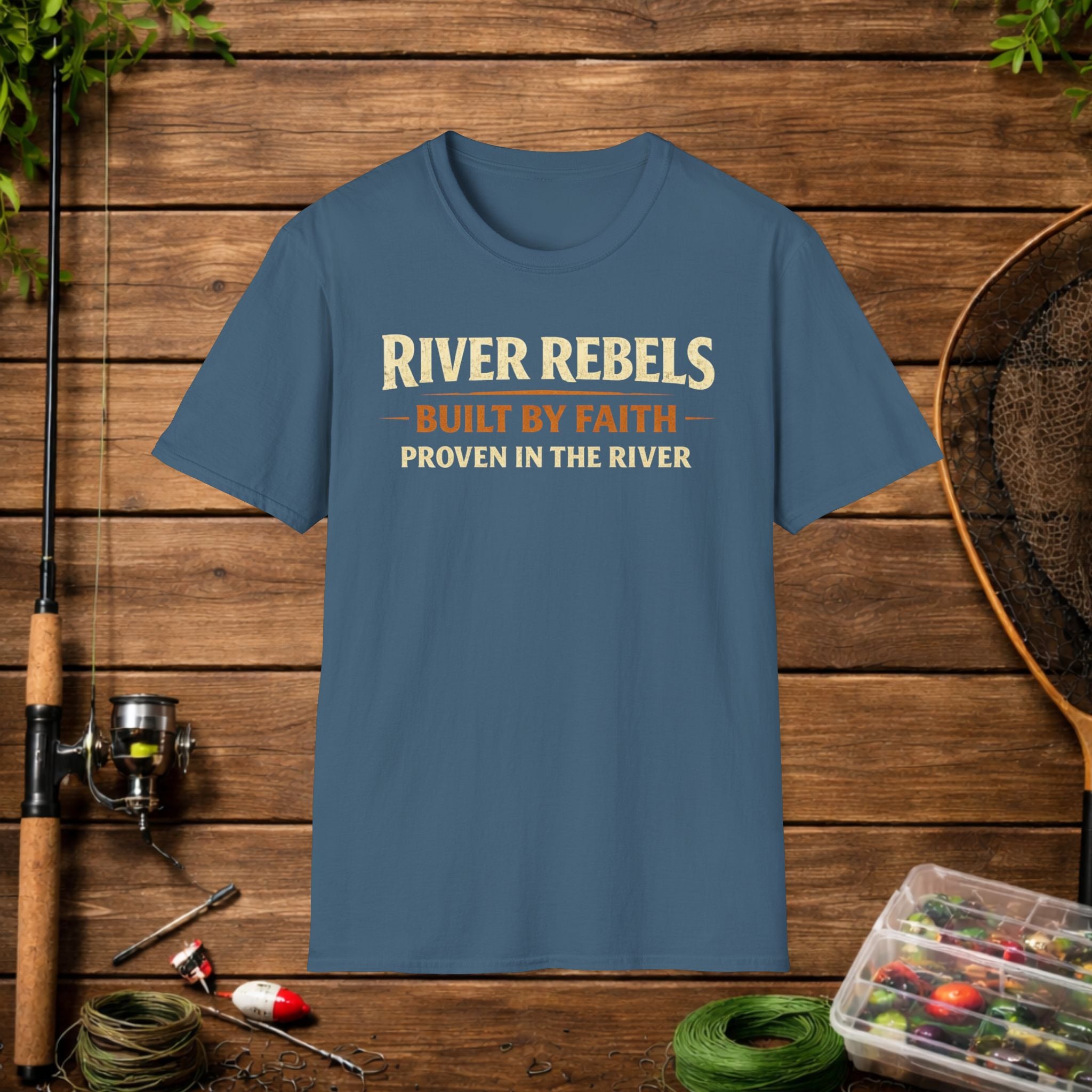 River Rebels T-Shirt — "Built by Faith, Proven in the River" Fishing Tee