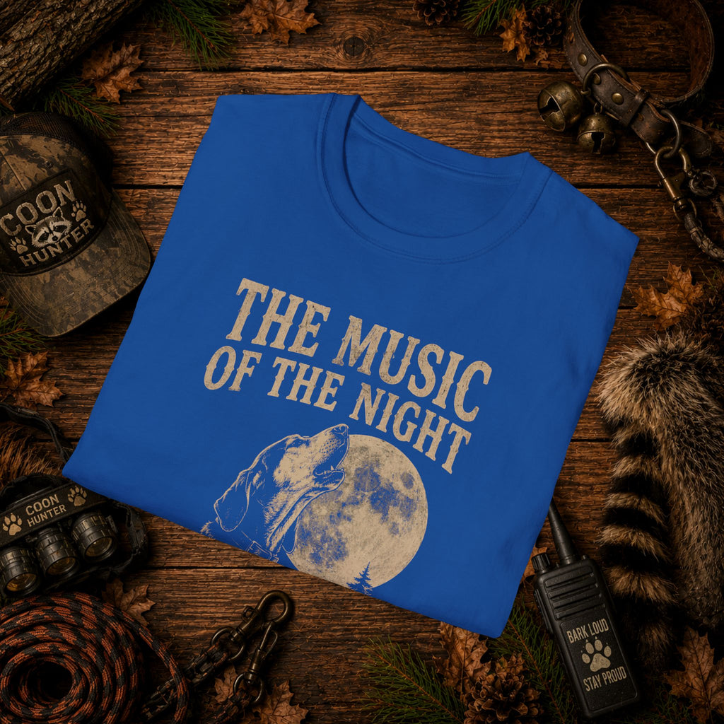 The Music of the Night T-Shirt | Vintage Coon Hound Moon Graphic Tee | Wild Wonderful Wear