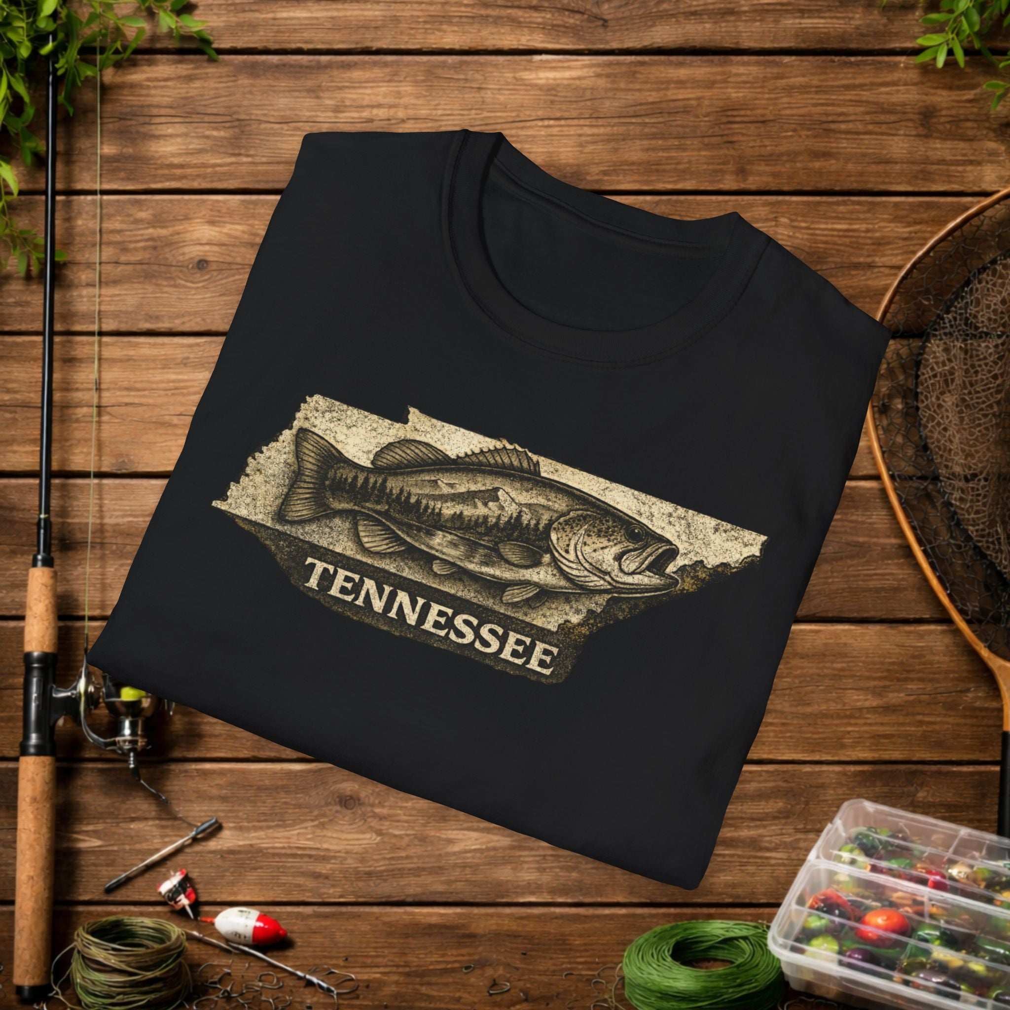 Tennessee Bass Fishing Shirt – Vintage Tennessee Angler Tee – Largemouth Bass State Pride Fishing Apparel – Fisherman Gift