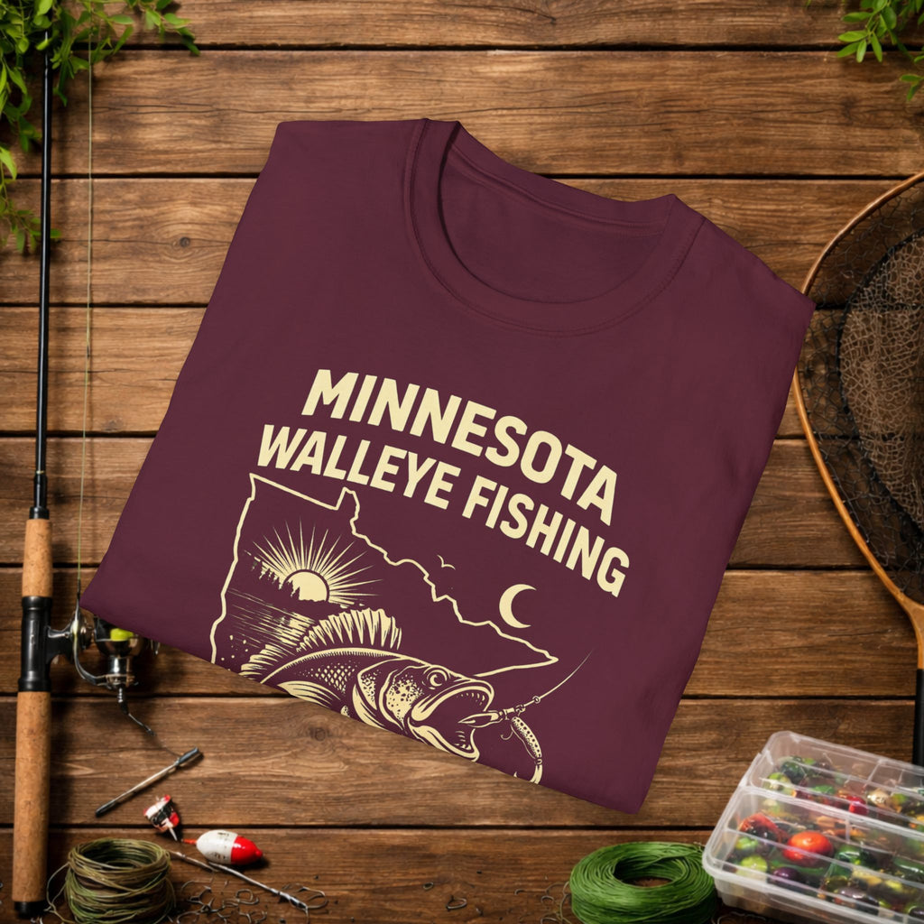 Minnesota Walleye Fishing Shirt – Vintage MN Walleye Angler Tee – Lake Fishing Apparel – Fisherman Gift