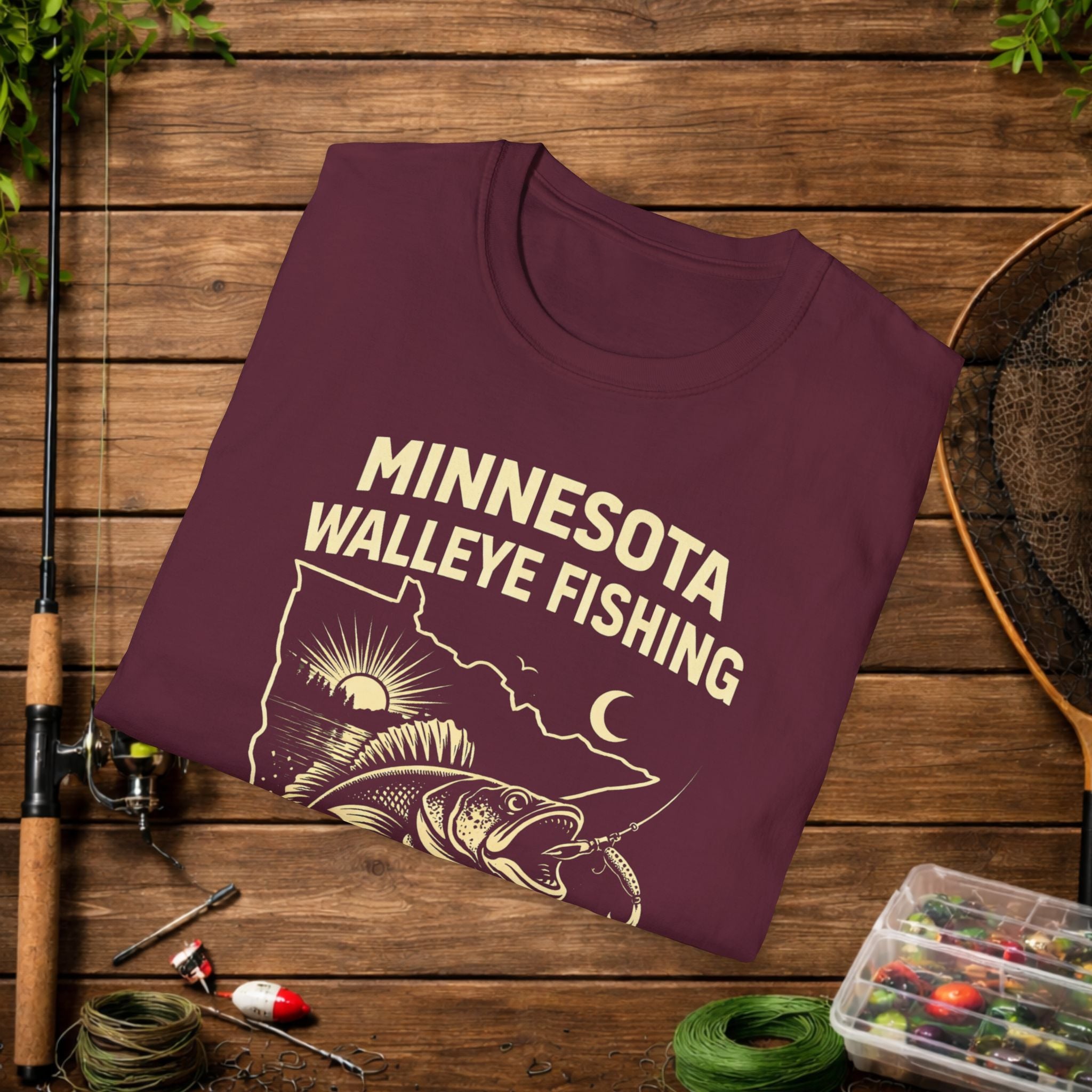 Minnesota Walleye Fishing Shirt – Vintage MN Walleye Angler Tee – Lake Fishing Apparel – Fisherman Gift