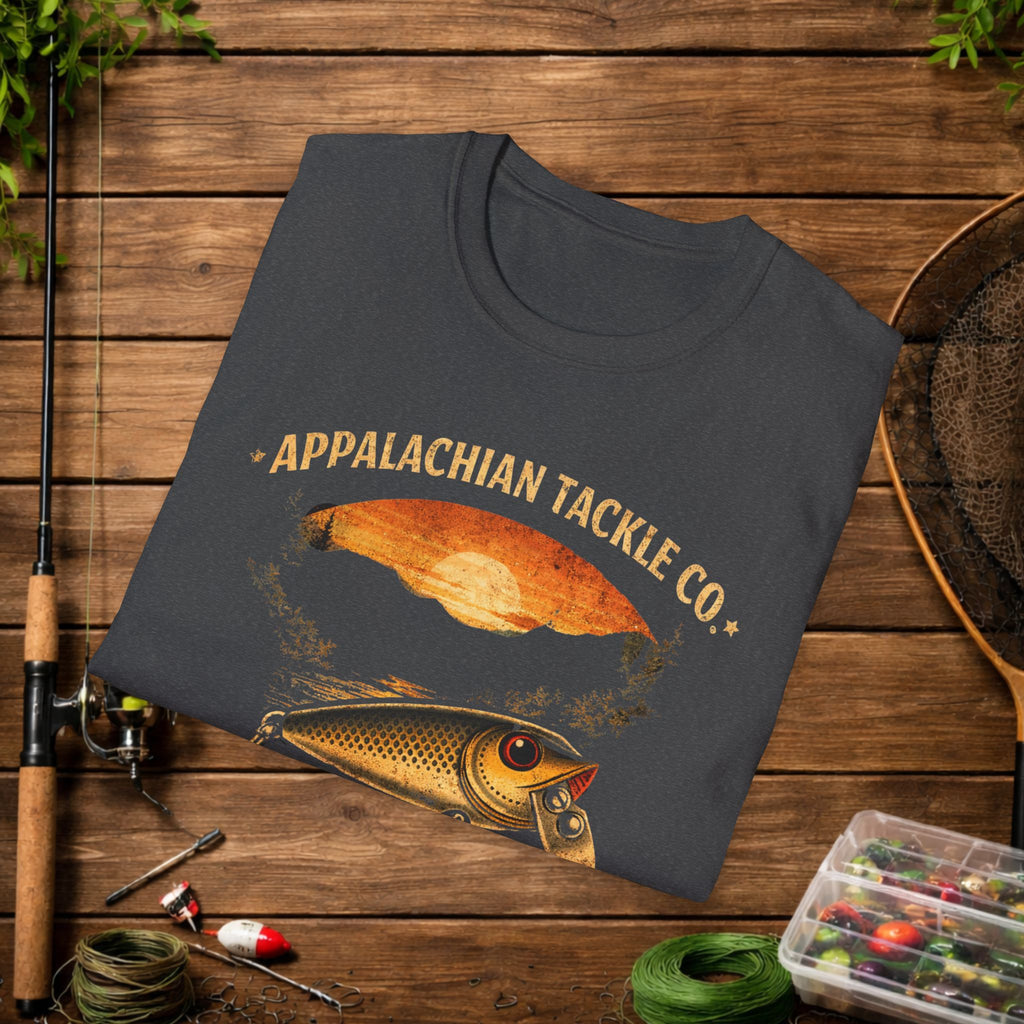 Appalachian Tackle Co Creek Chub Shirt – Vintage Fishing Lure Tee – Old School Bass Fishing Shirt – Mountain Stream Apparel