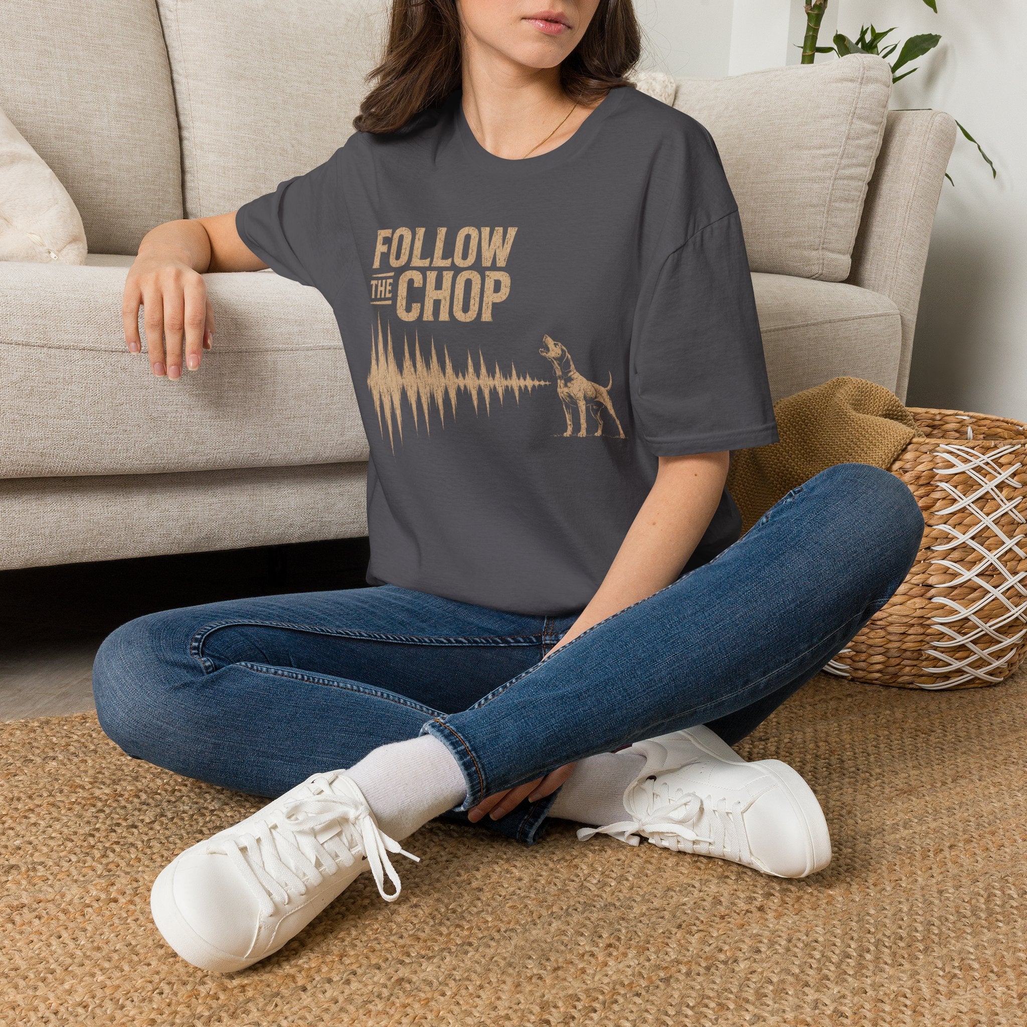 Follow The Chop Coon Hunting T-Shirt | Houndsman Dog Waveform Graphic Tee | Wild Wonderful Wear