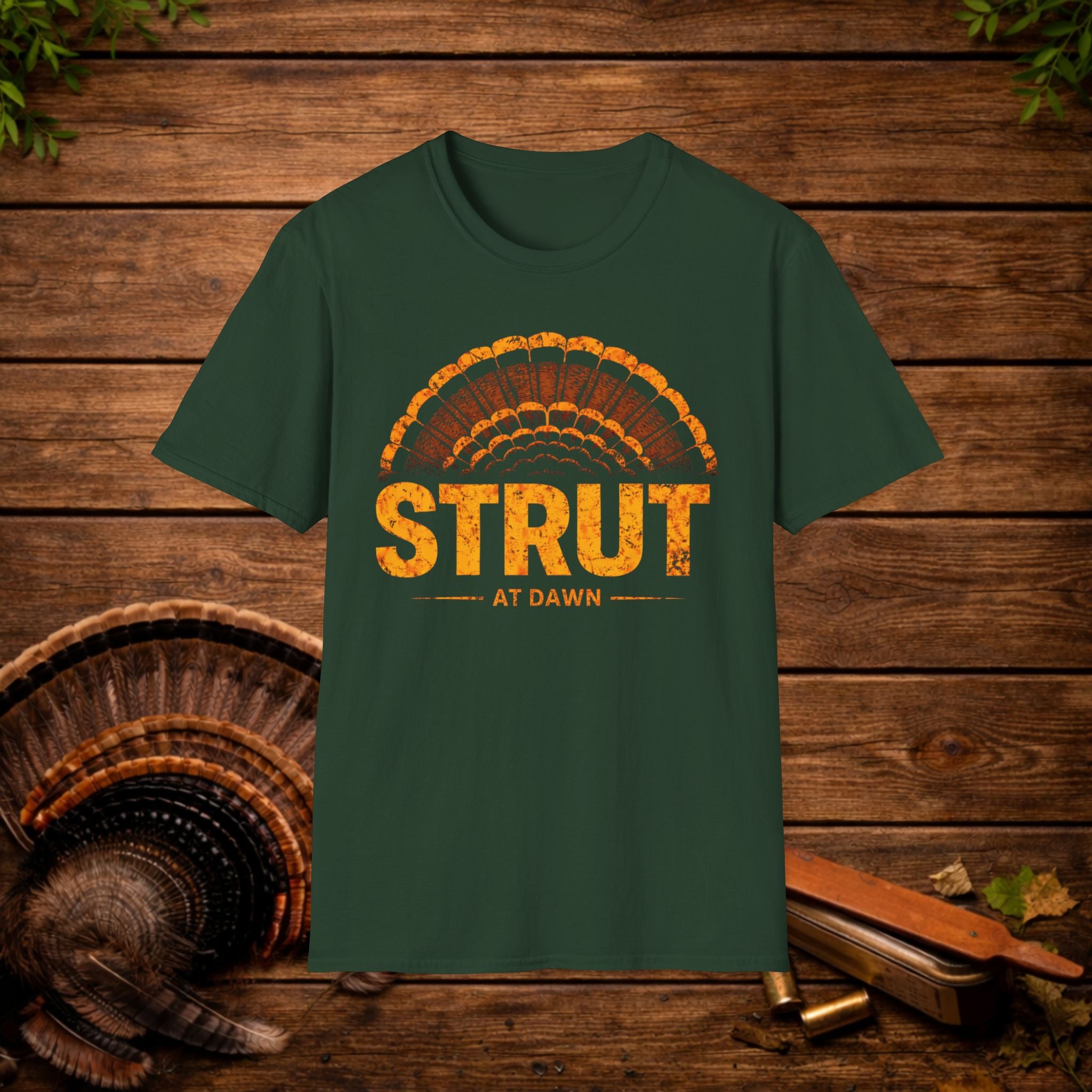 Strut at Dawn Turkey Hunting Shirt – Minimal Gobbler Tail Tee – Spring Turkey Season Hunter Shirt – Vintage Hunting Apparel