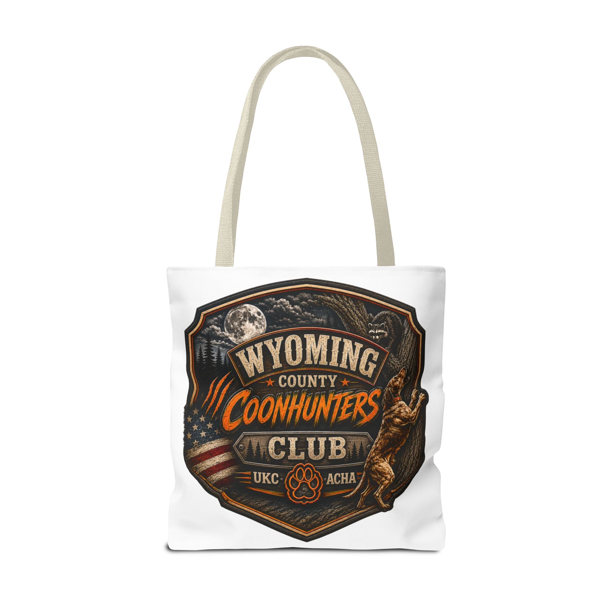 Coonhunters Club Wyoming Tote Bag — Vintage Hunting Patch Design