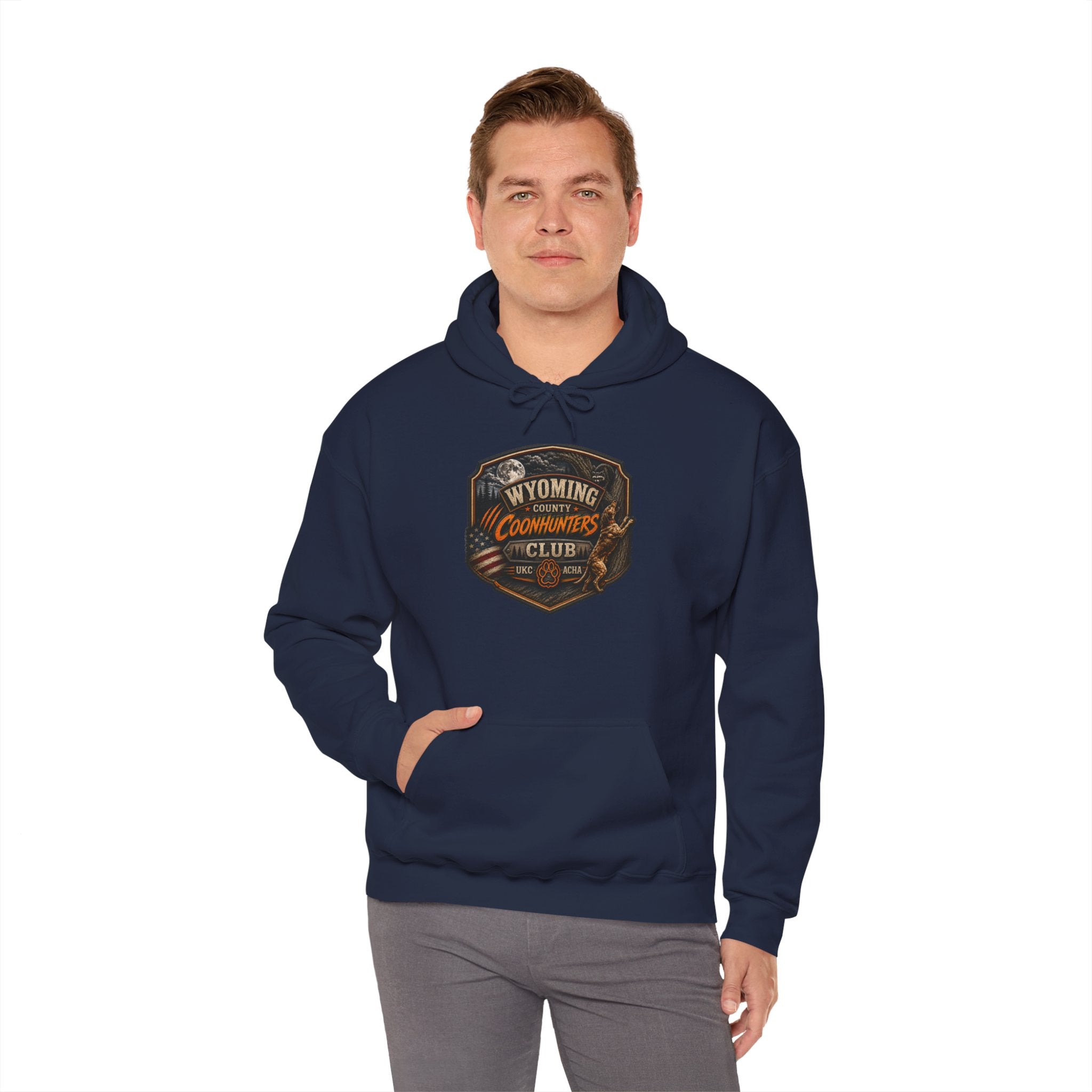 Wyoming Coonhunters Club Hoodie – Dual print badge front/banner back