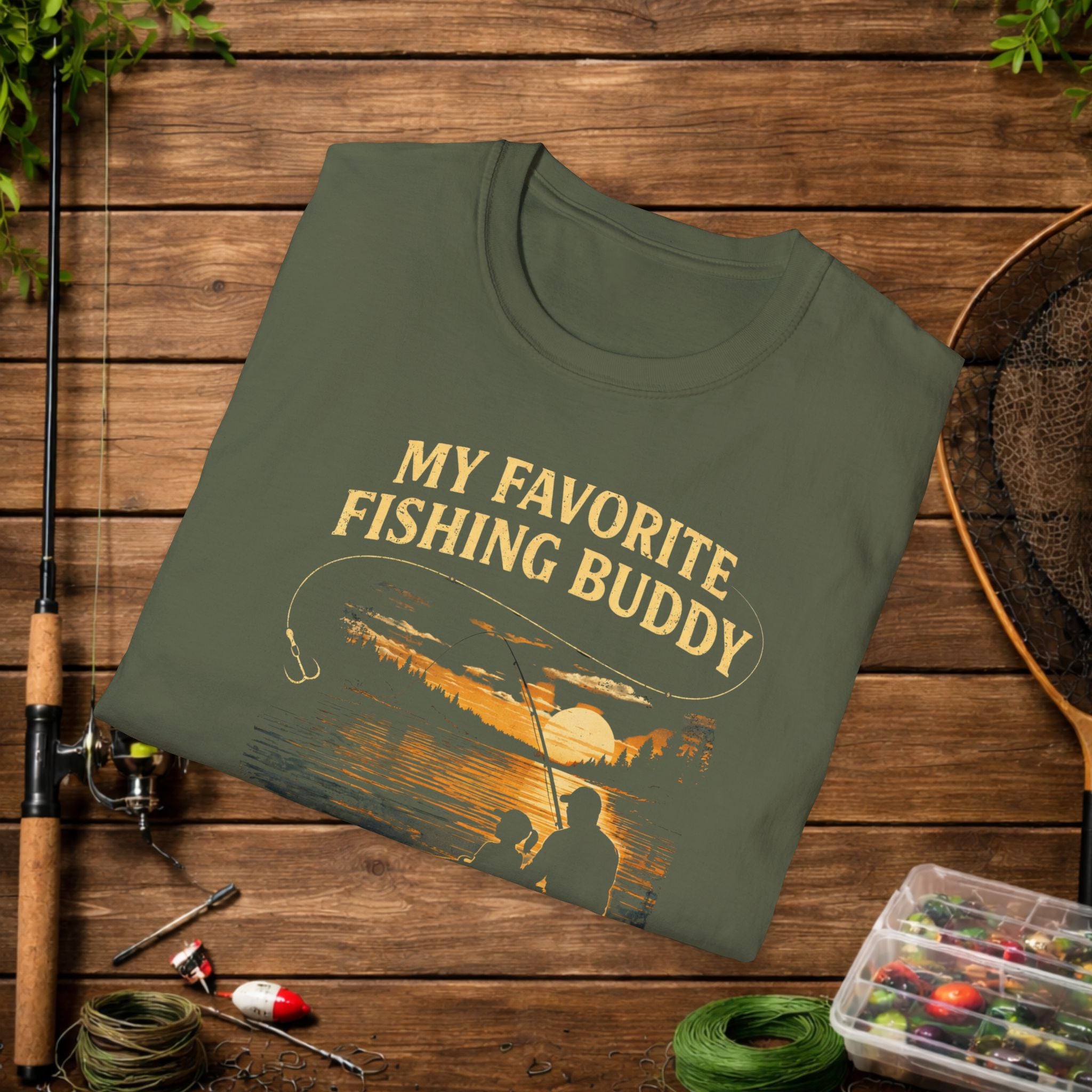 Fishing Buddy Dad T-Shirt – “My Favorite Fishing Buddy Calls Me Dad” Fathers Day Tee
