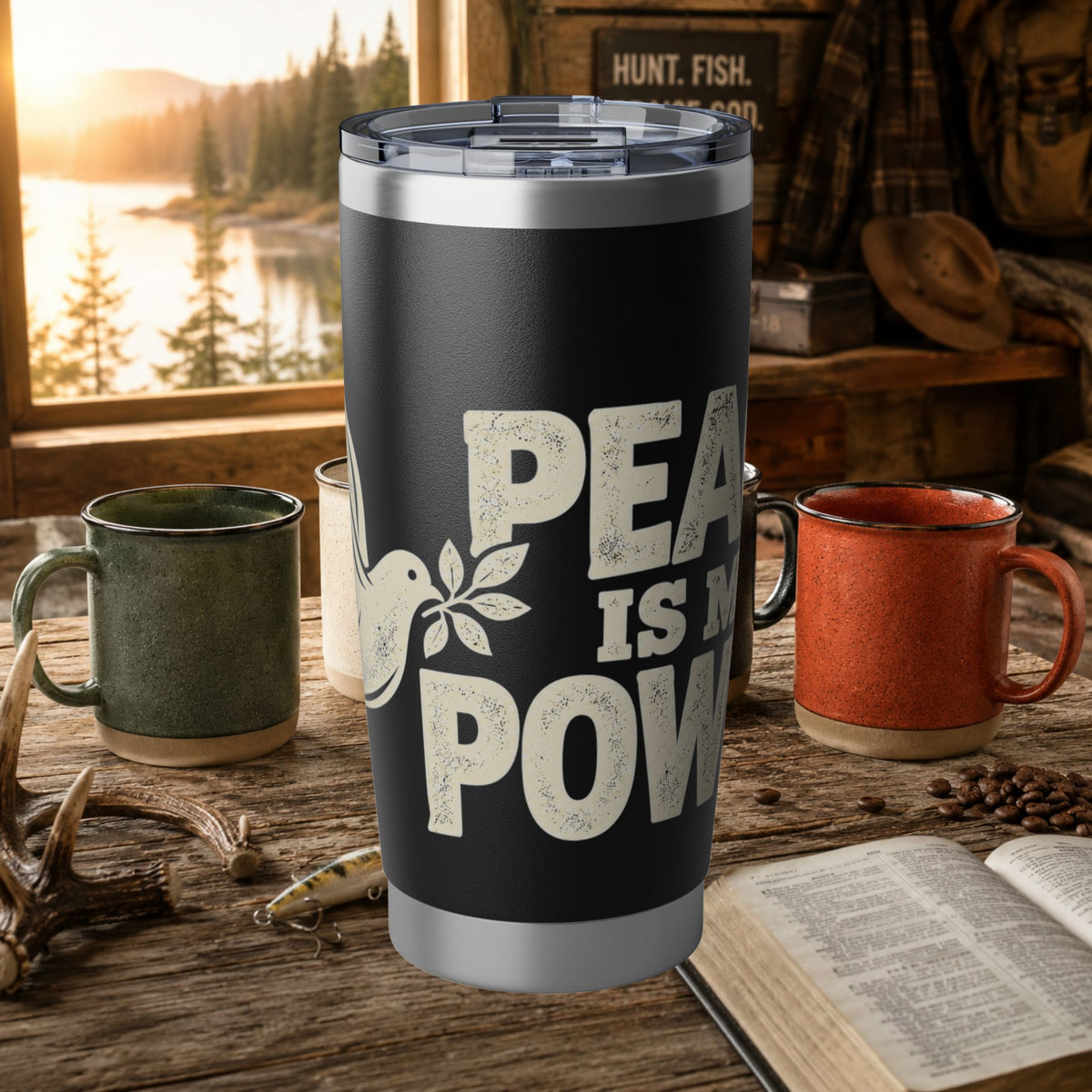 20oz Tumbler — "Peace Is Power" Insulated Travel Cup