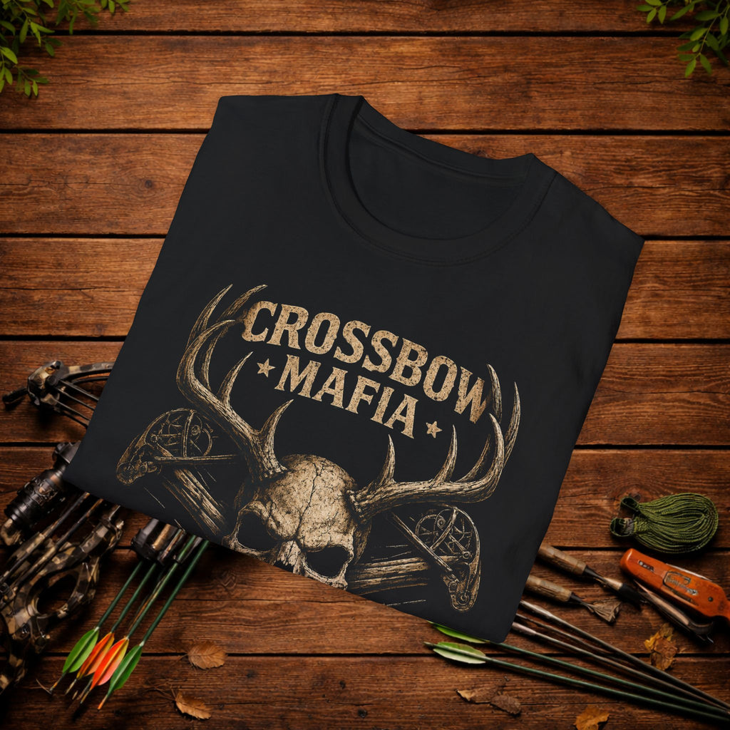 Crossbow Mafia T-Shirt — Skull & Antlers Hunting Graphic Tee