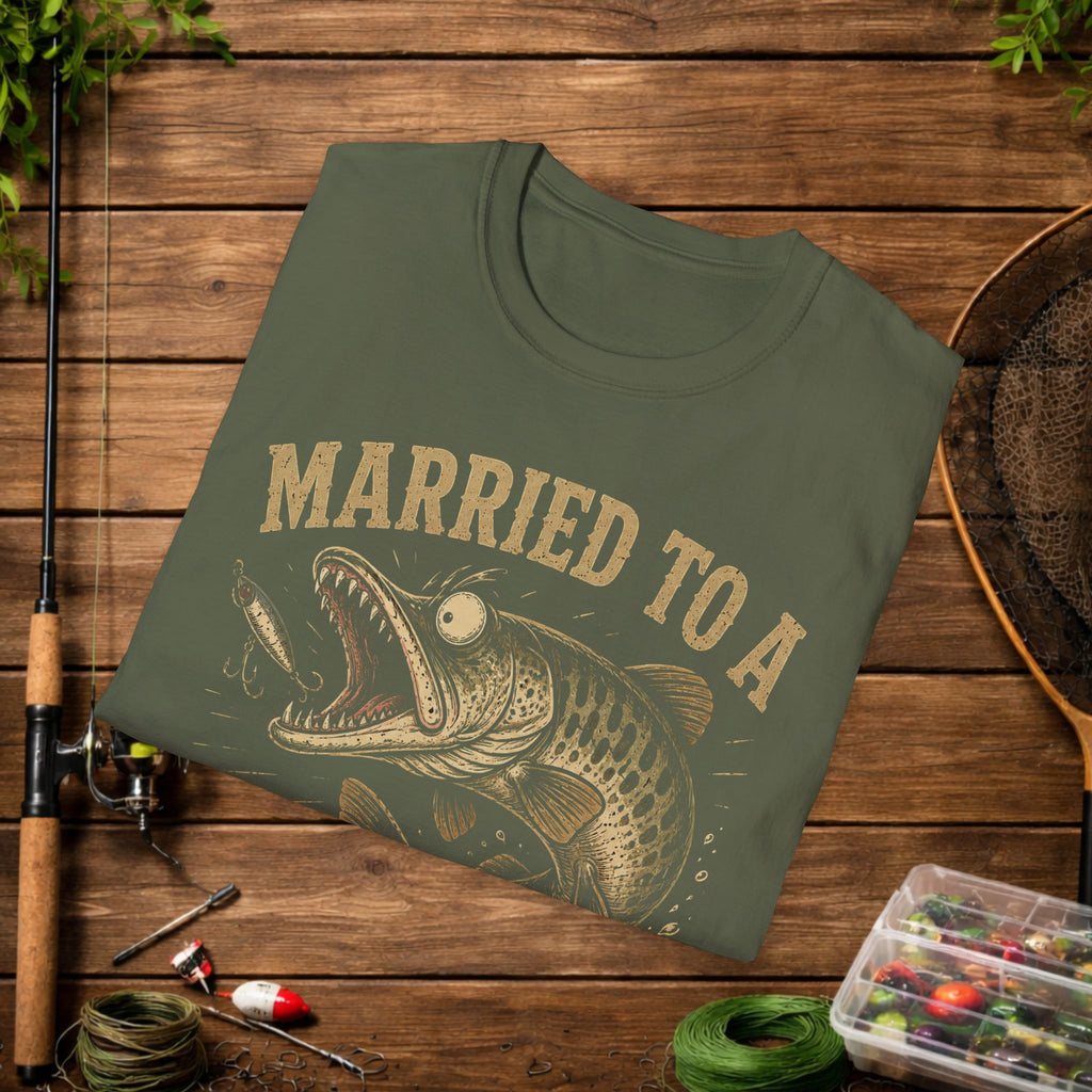 Married to a Musky Addict T-Shirt — Funny Fishing Gift for Muskie Lovers