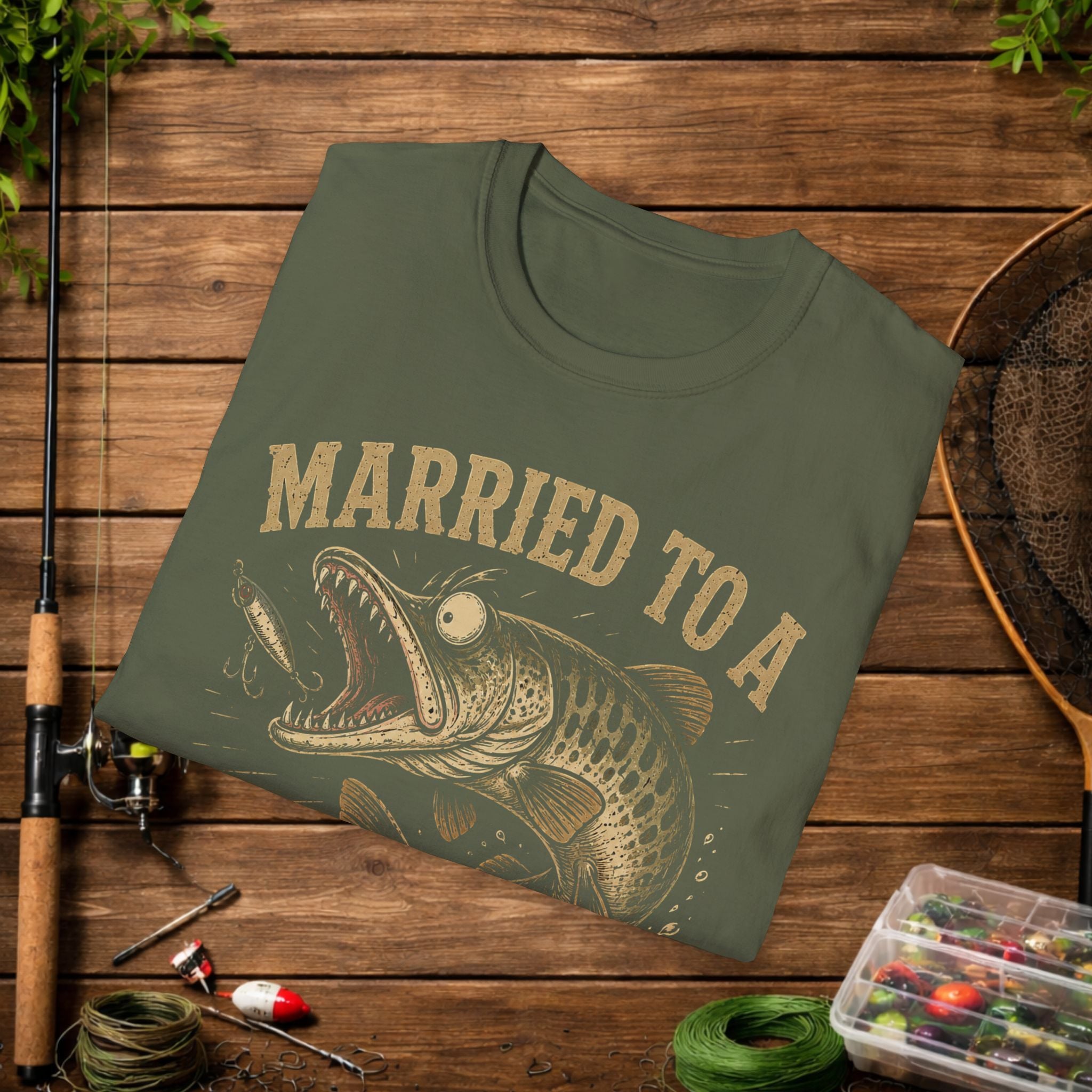 Married to a Musky Addict T-Shirt — Funny Fishing Gift for Muskie Lovers