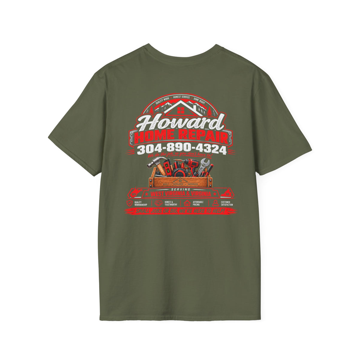 Howard Home Repair T-Shirt — Logo & Contact Workwear