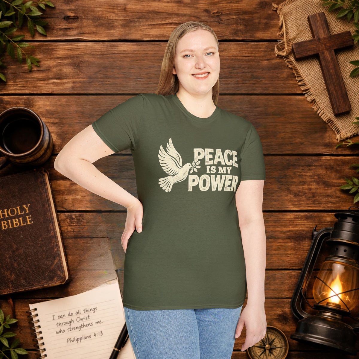 Peace Is My Power T-Shirt — Christian Dove Faith Tee
