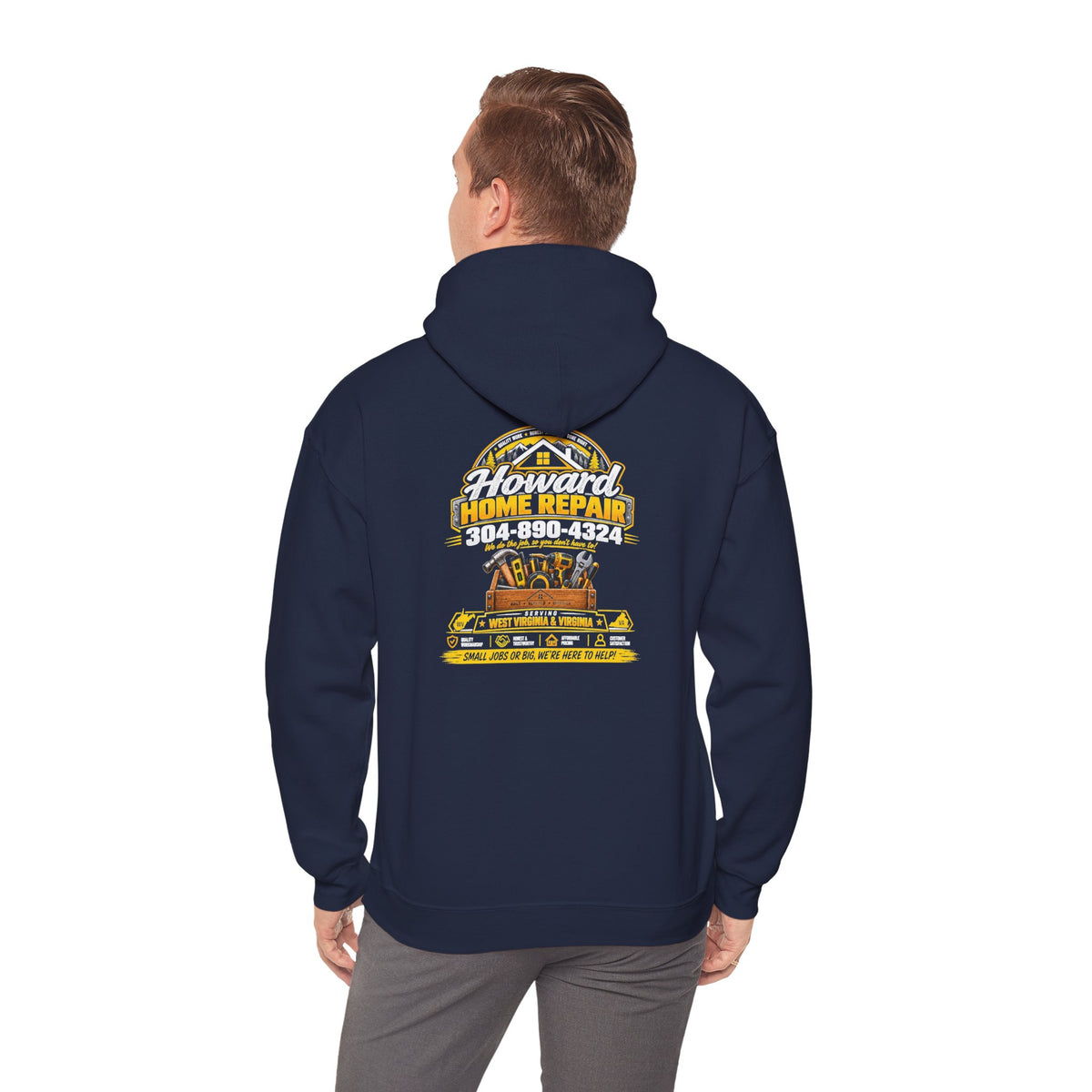 Howard Home Repair Hoodie — Logo Pullover front/back print