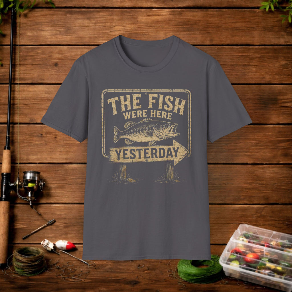The Fish Were Here Yesterday T-Shirt — Vintage Fishing Tee for Anglers