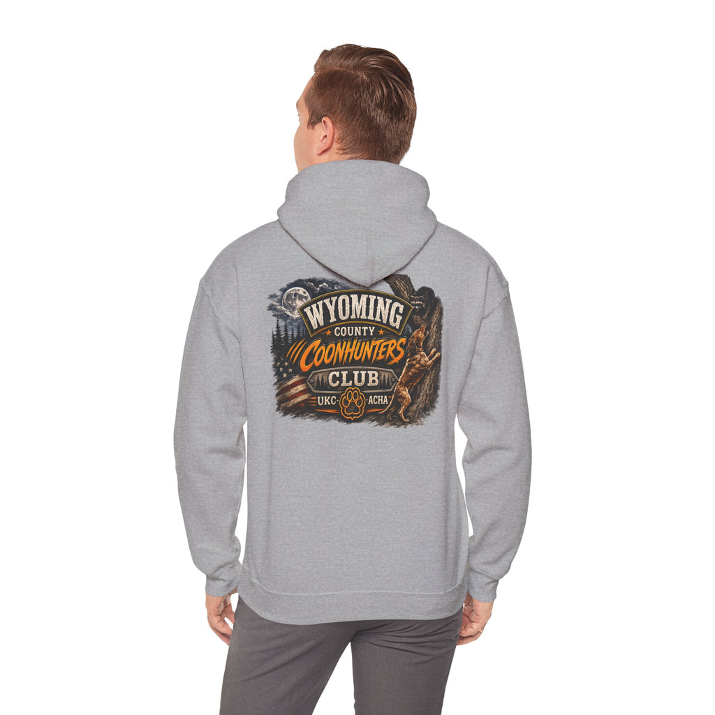 Wyoming Coonhunters Club Hoodie – Dual print badge front/banner back
