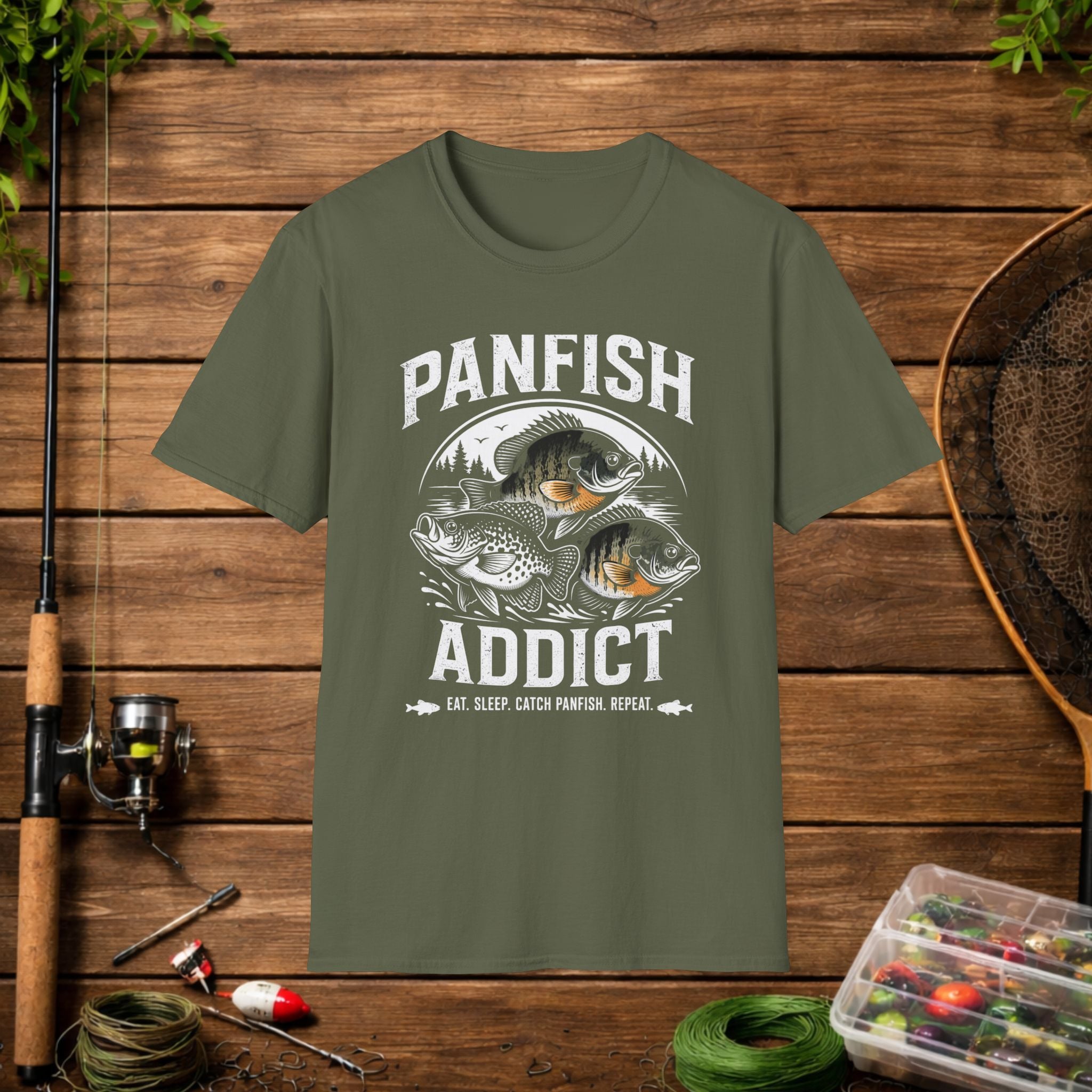 Panfish Addict Fishing T-Shirt – Bluegill Crappie Sunfish Angler Tee