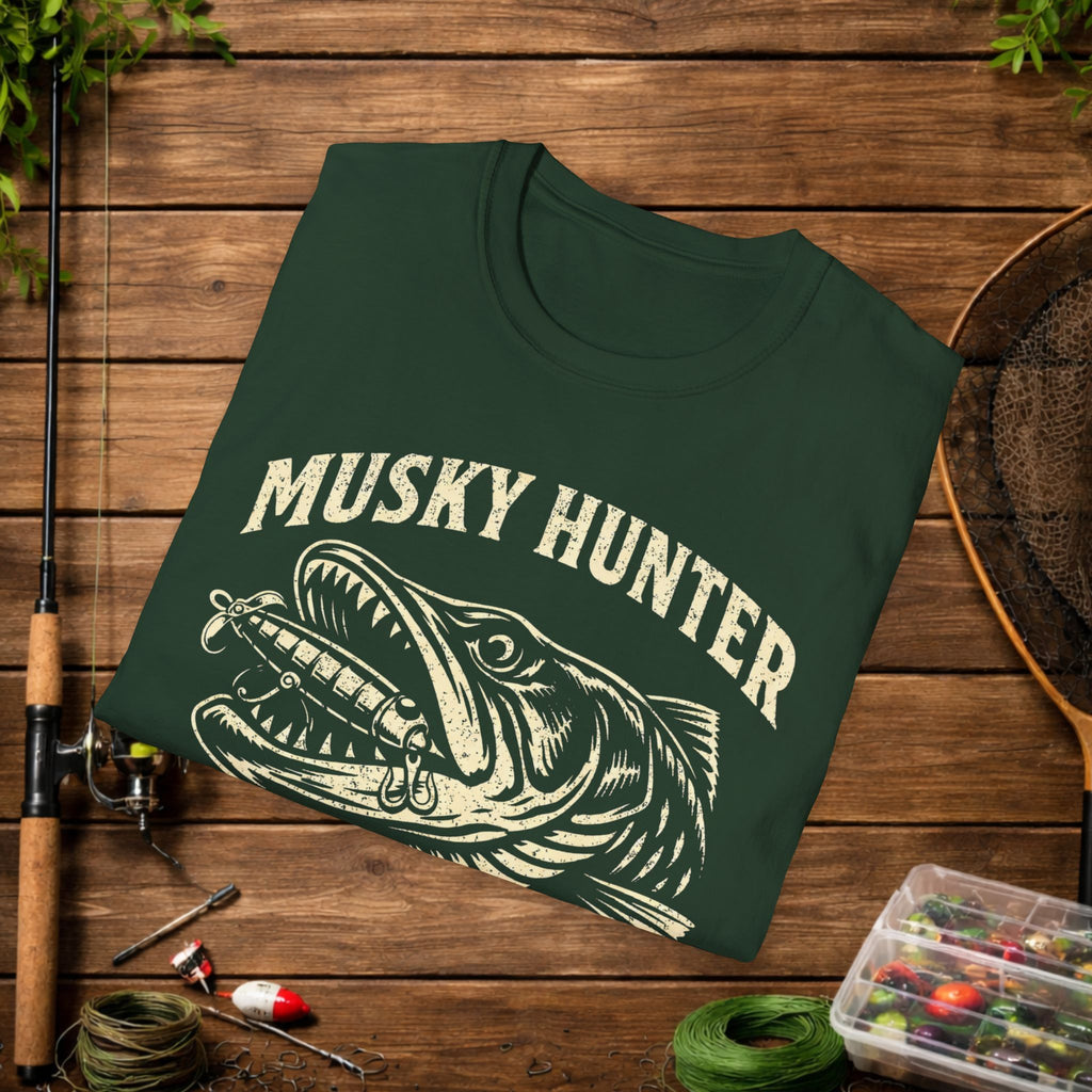 Musky Hunter Shirt – Muskellunge Fishing Tee – Esox Masquinongy – Vintage Fishing Apparel